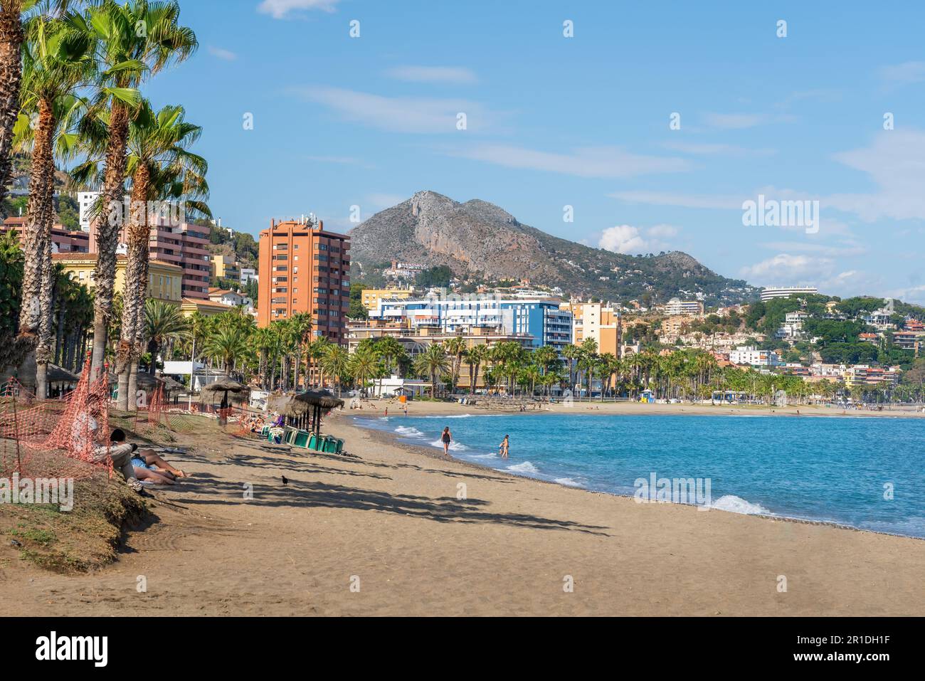 La Malagueta Beach - Malaga, Andalusien, Spanien Stockfoto