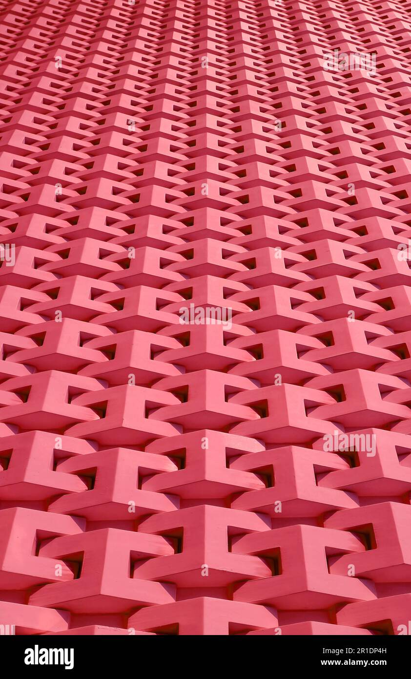 Niedrige korallenfarbene Wand 3D Oberfläche für Hintergrund und Tapete Stockfoto
