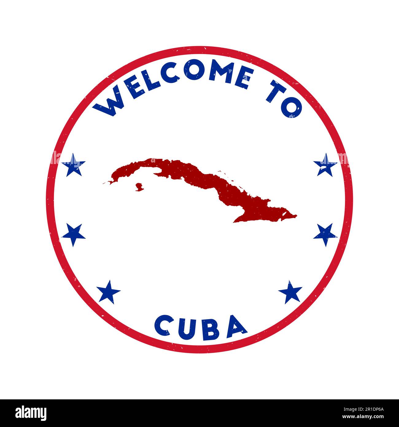 Willkommen auf Kuba. Grunge Country Rundstempel mit Textur im Farbdesign Lost in Heaven. Geometrisches Kuba-Siegel im Vintage-Stil. Moderner Vektorillustr Stock Vektor