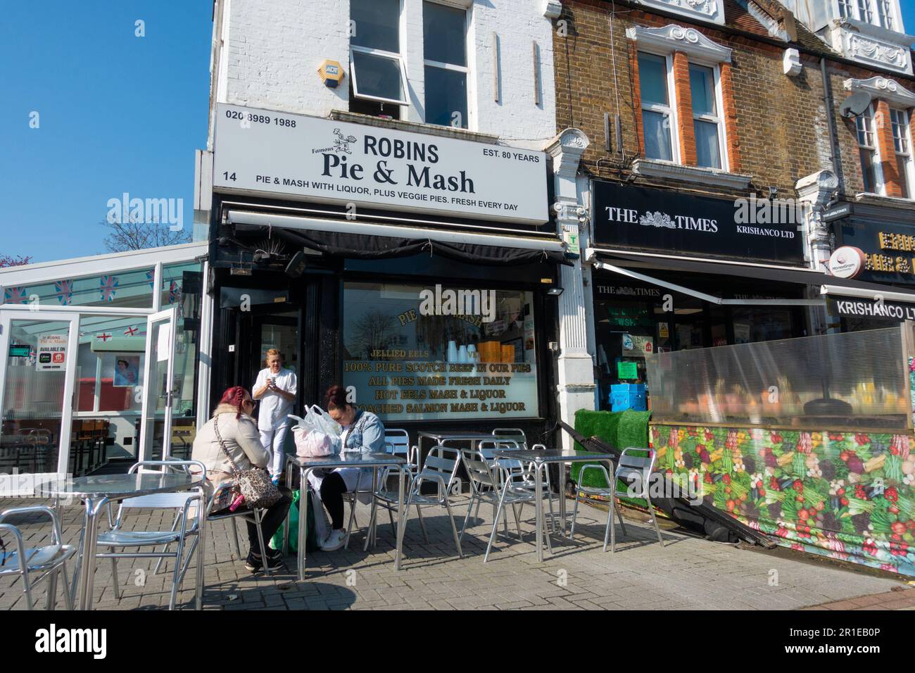 Robins Pie and Mash, Wanstead High Street, london, großbritannien Stockfoto
