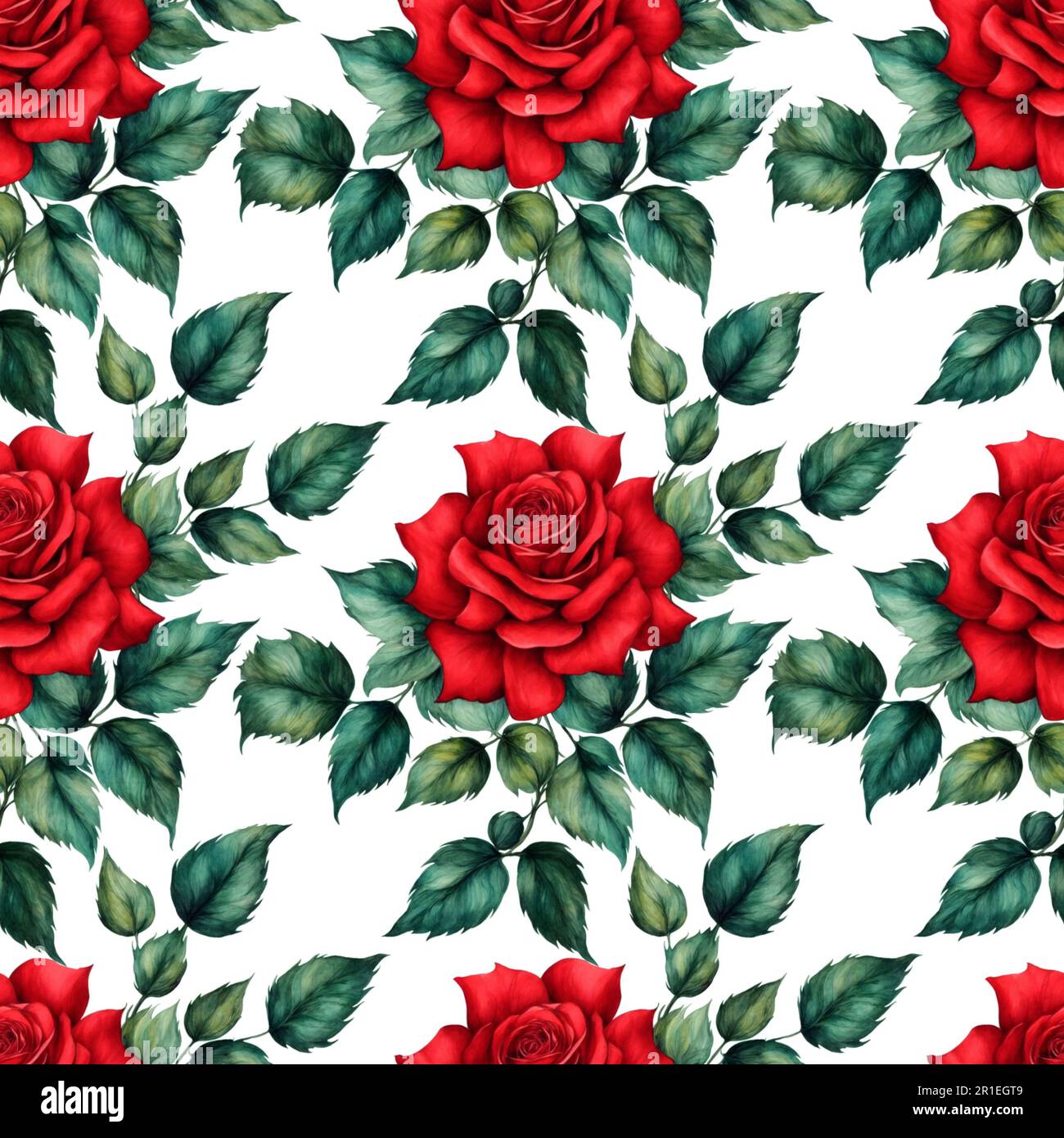 Rotes Rosa endloses Aquarellgemälde nahtloses Muster Stockfoto