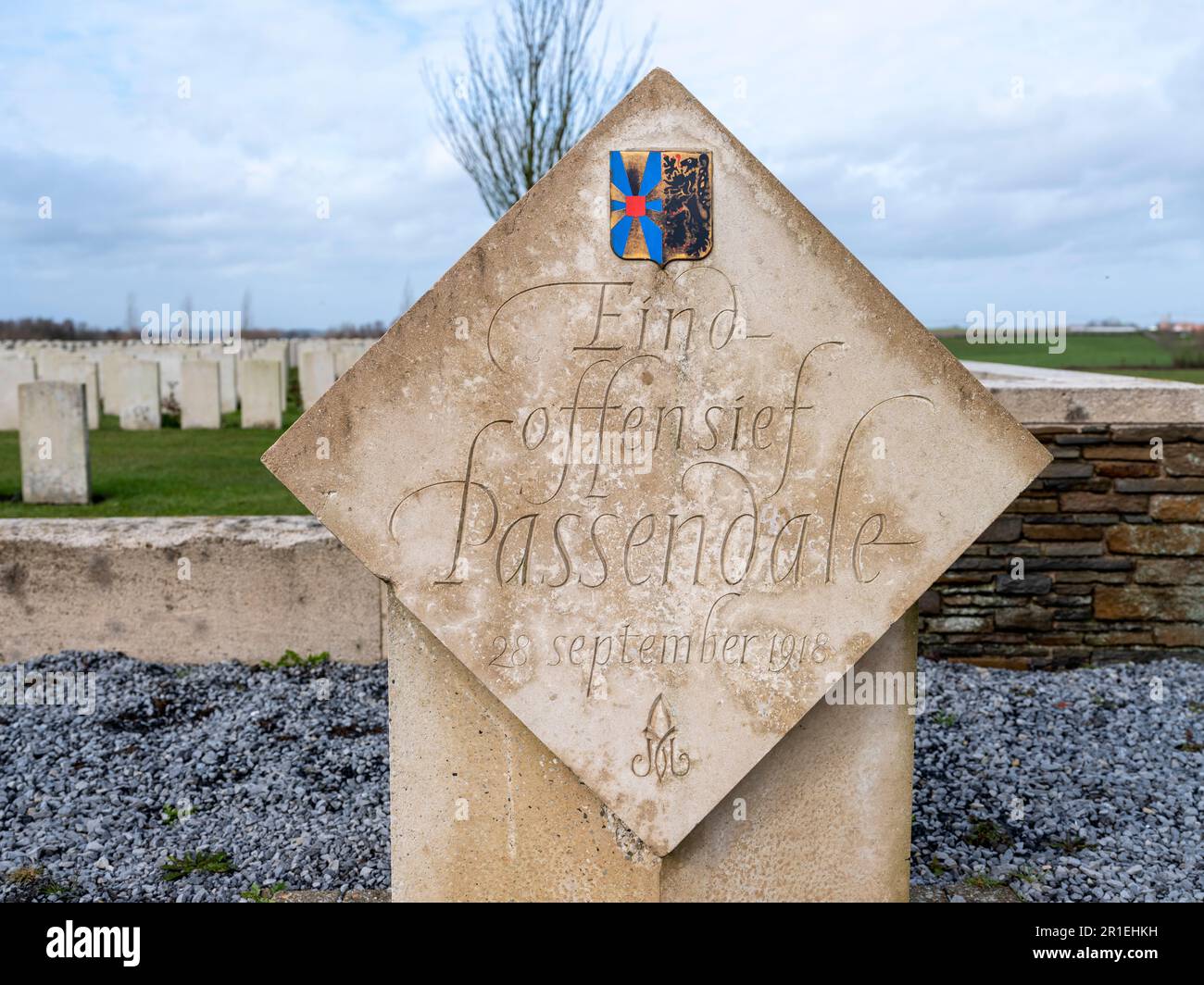 Außenansicht des neuen britischen Friedhofs Passchendaele Stockfoto