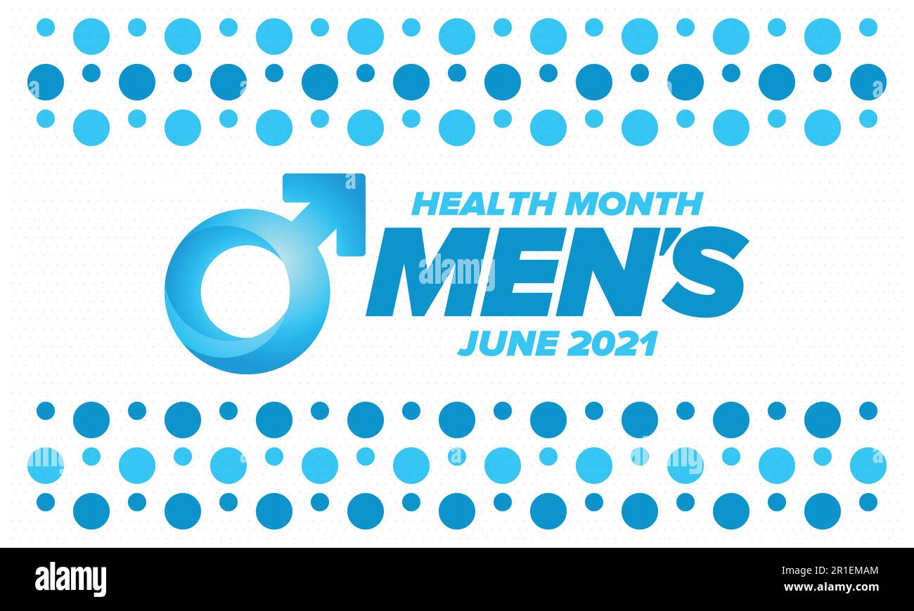National Men's Health Month im Juni. Gesundheitserziehungsprogramm. Wird jährlich in den USA gefeiert. Medizinisches Konzept. Pflege und Gesundheit. Vektorposter Stock Vektor