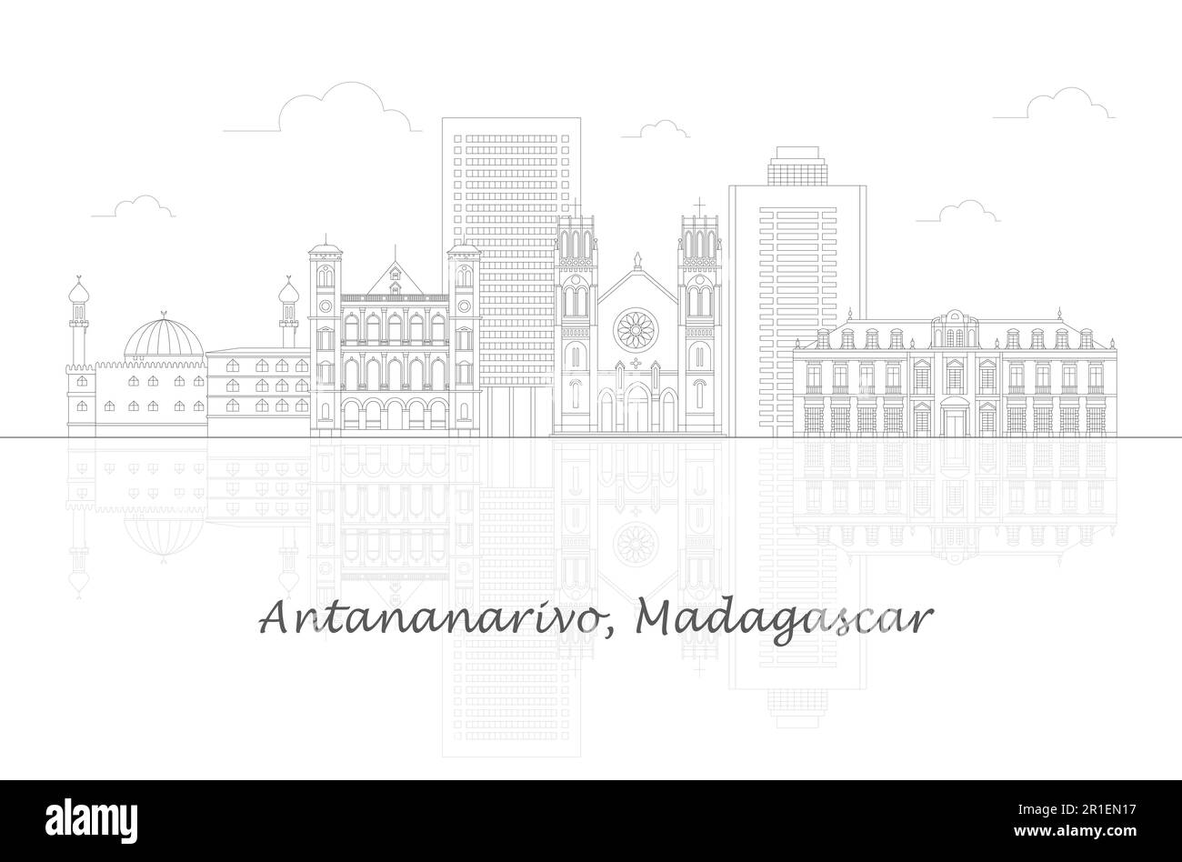 Skizzieren Skyline Panorama der Stadt Antananarivo, Madagaskar - Vektor-Illustration Stock Vektor