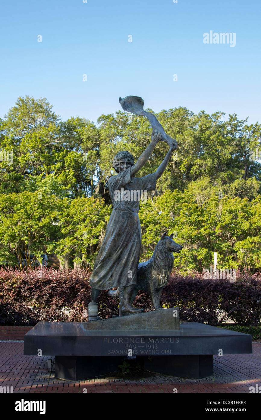 Die Waving Girl Statue, Savannah, GA Stockfoto