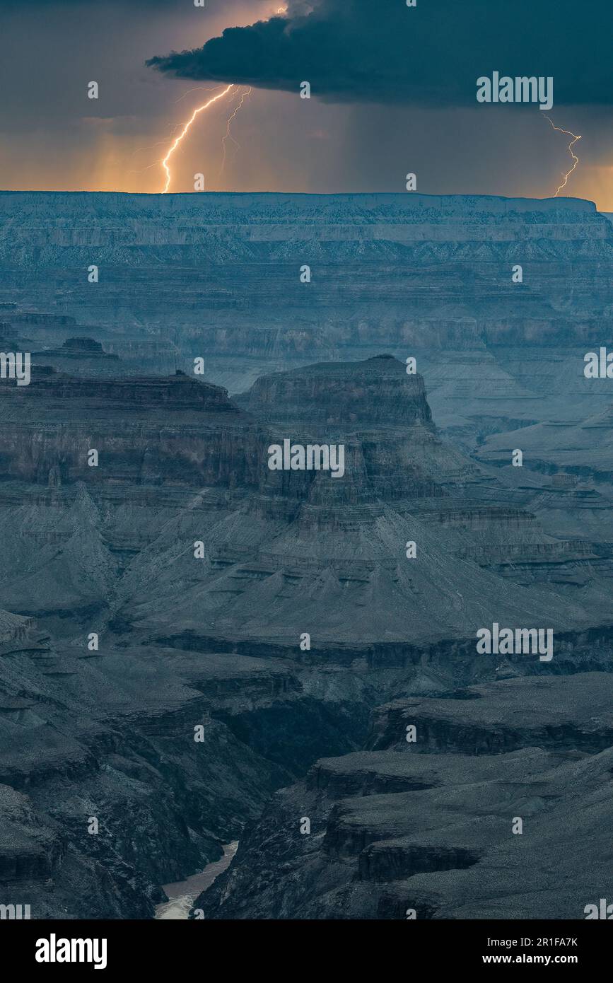 Monsunsturm bei Sonnenuntergang, Grand Canyon Stockfoto