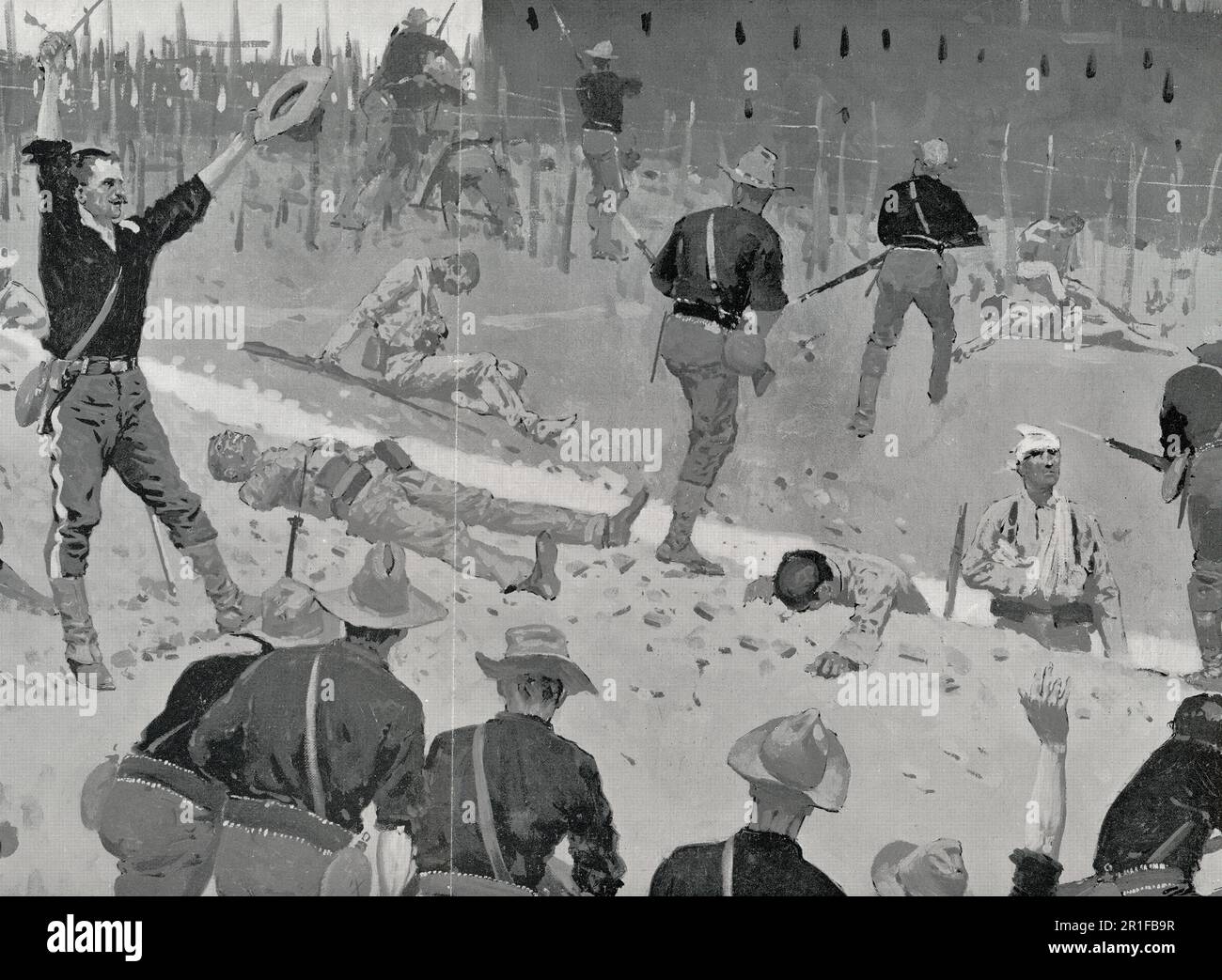 The Storming of San Juan - The Head of the Charge - Santiago de Cuba, 1. Juli 1898 - Spanischer amerikanischer Krieg Stockfoto