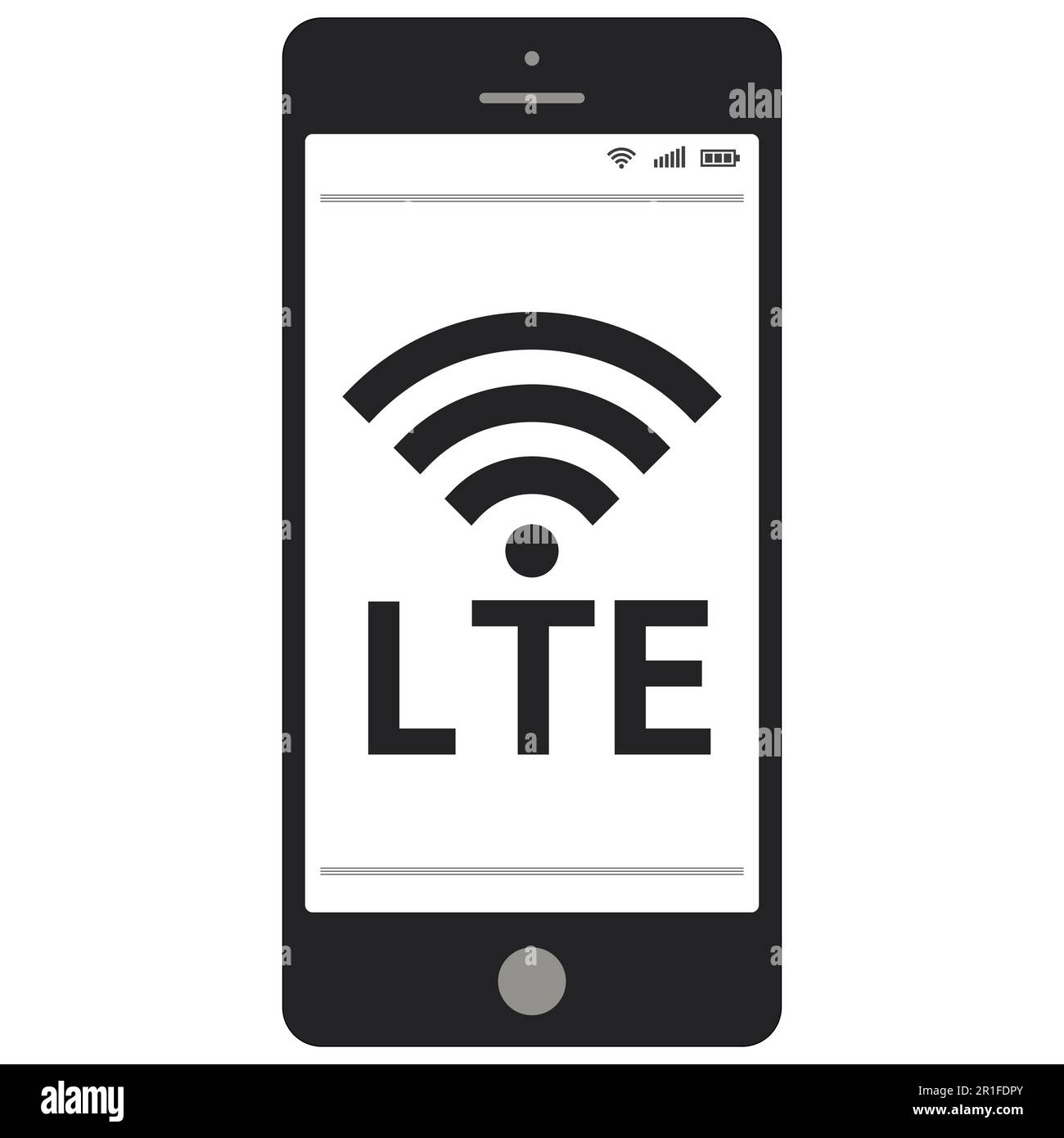 lte-Signatursymbol mit Vektorsymbol-Technologie des Smartphones für die mobile 4G-LTE-Kommunikation Stock Vektor