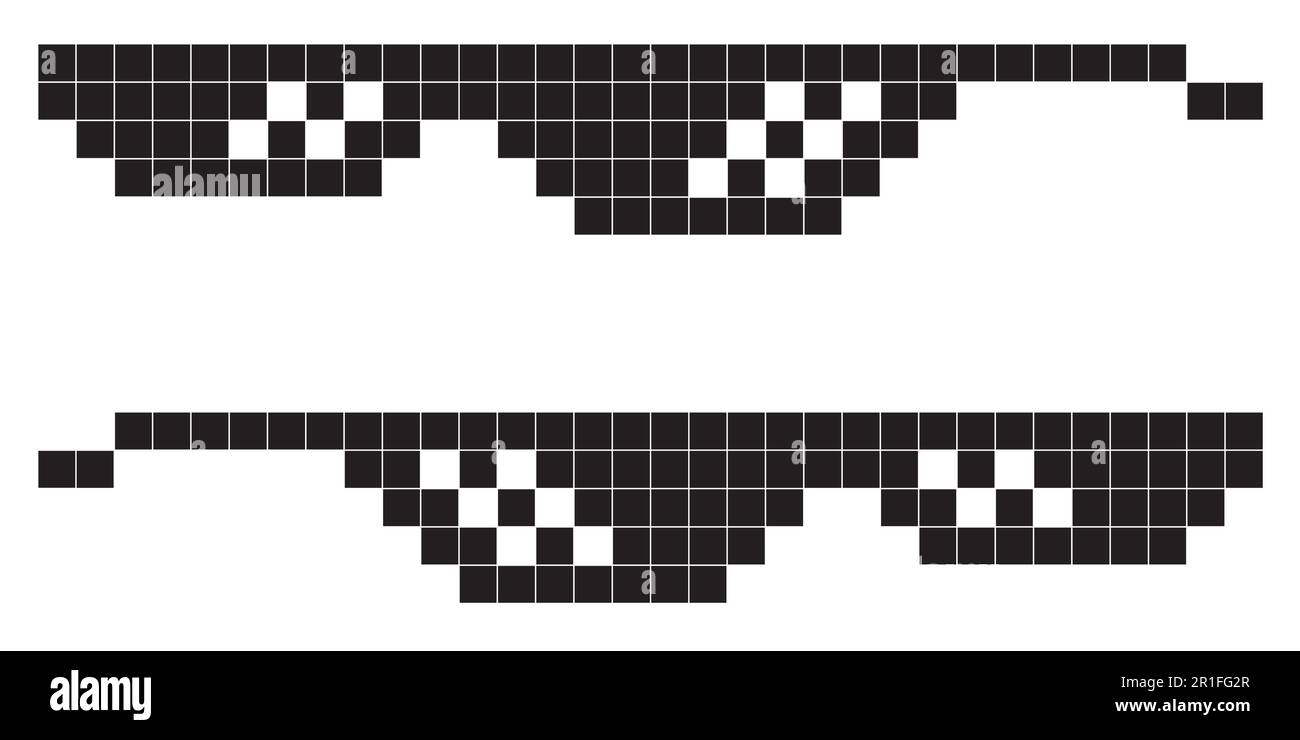 Brille Pixel Art Stil 8-Bit, Verbrecher Lifestyle Stock Vektor