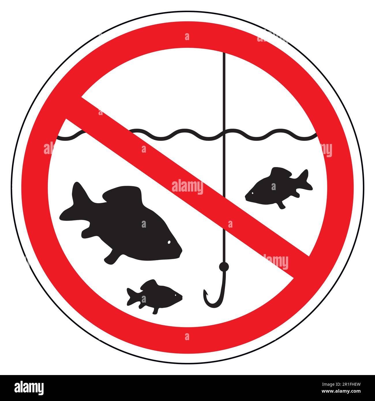 unterzeichnen Sie die Laichzeit, Fischen ist verboten, Fischen nicht erlaubt Stock Vektor