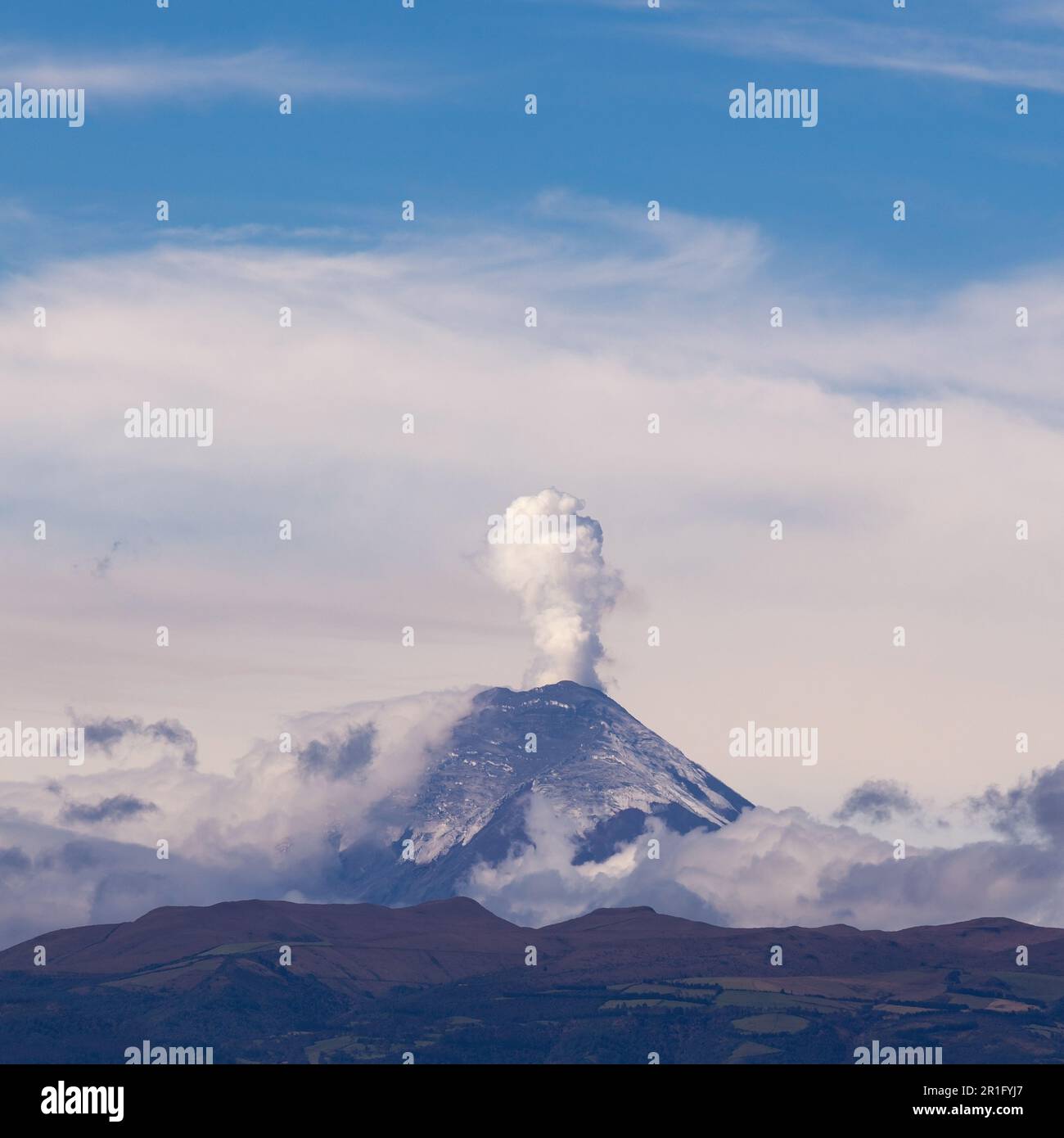 Kolonne des Vulkans Cotopaxi, Quito, Ecuador. Stockfoto