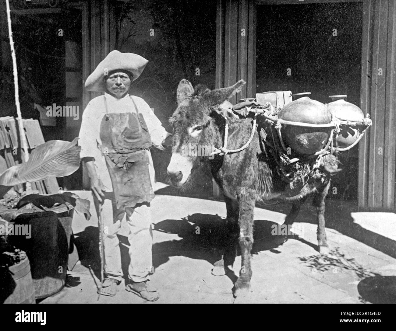 Archivfoto: Wasserhändler in Oaxaca Mexiko ca. 1910er Stockfoto