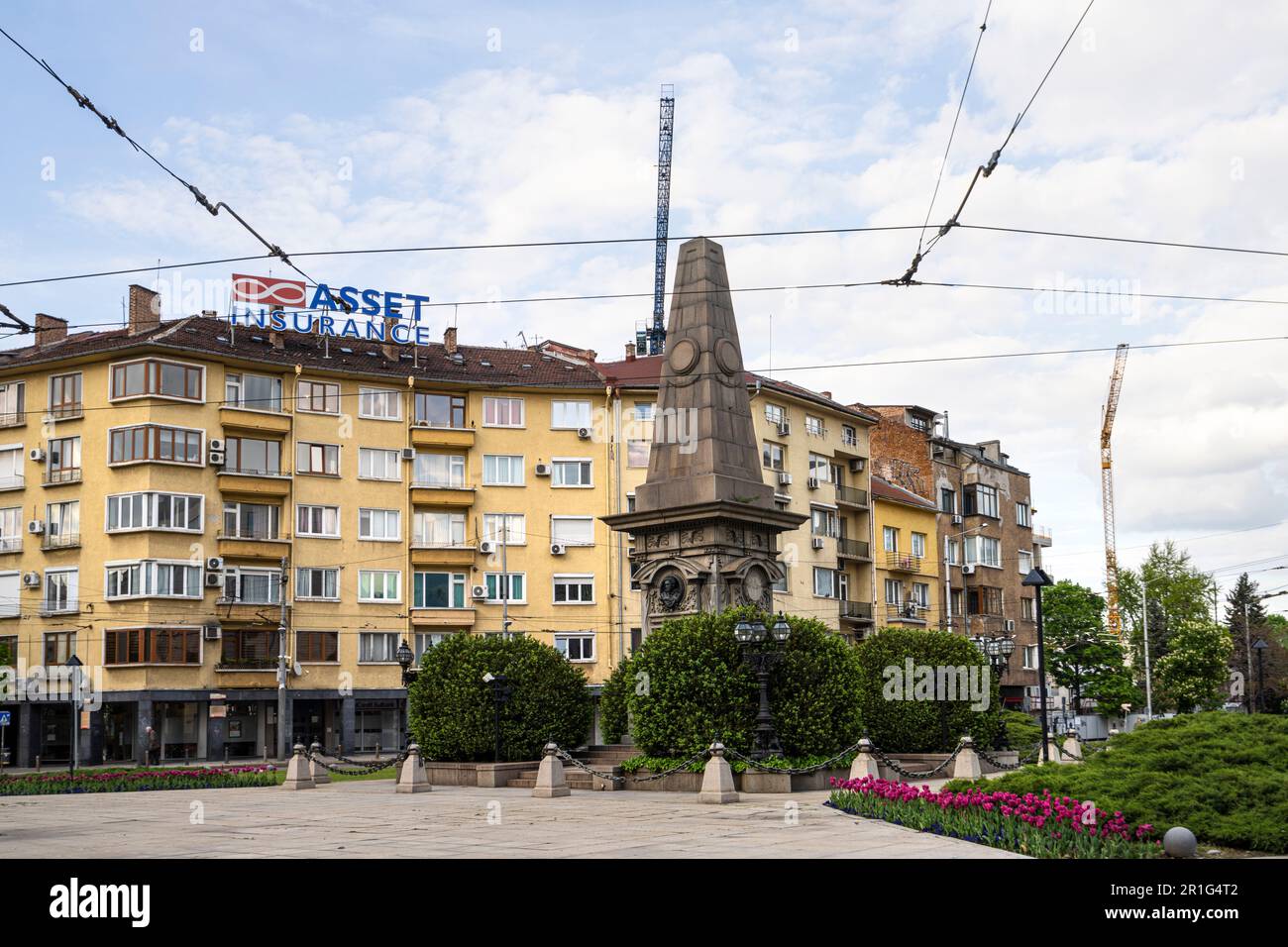 Sofia, Bulgarien. Mai 2023. Blick auf das Vassil Levski-Denkmal im Stadtzentrum Stockfoto