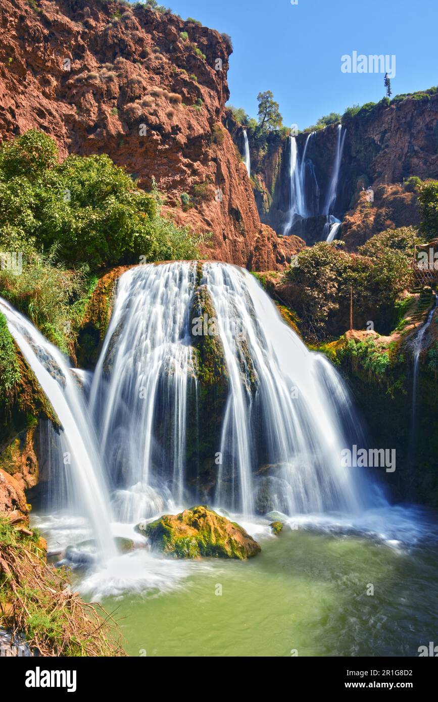 Ouzoud Wasserfälle in der Nähe von Grand Atlas Dorf von Tanaghmeilt, Marokko Stockfoto