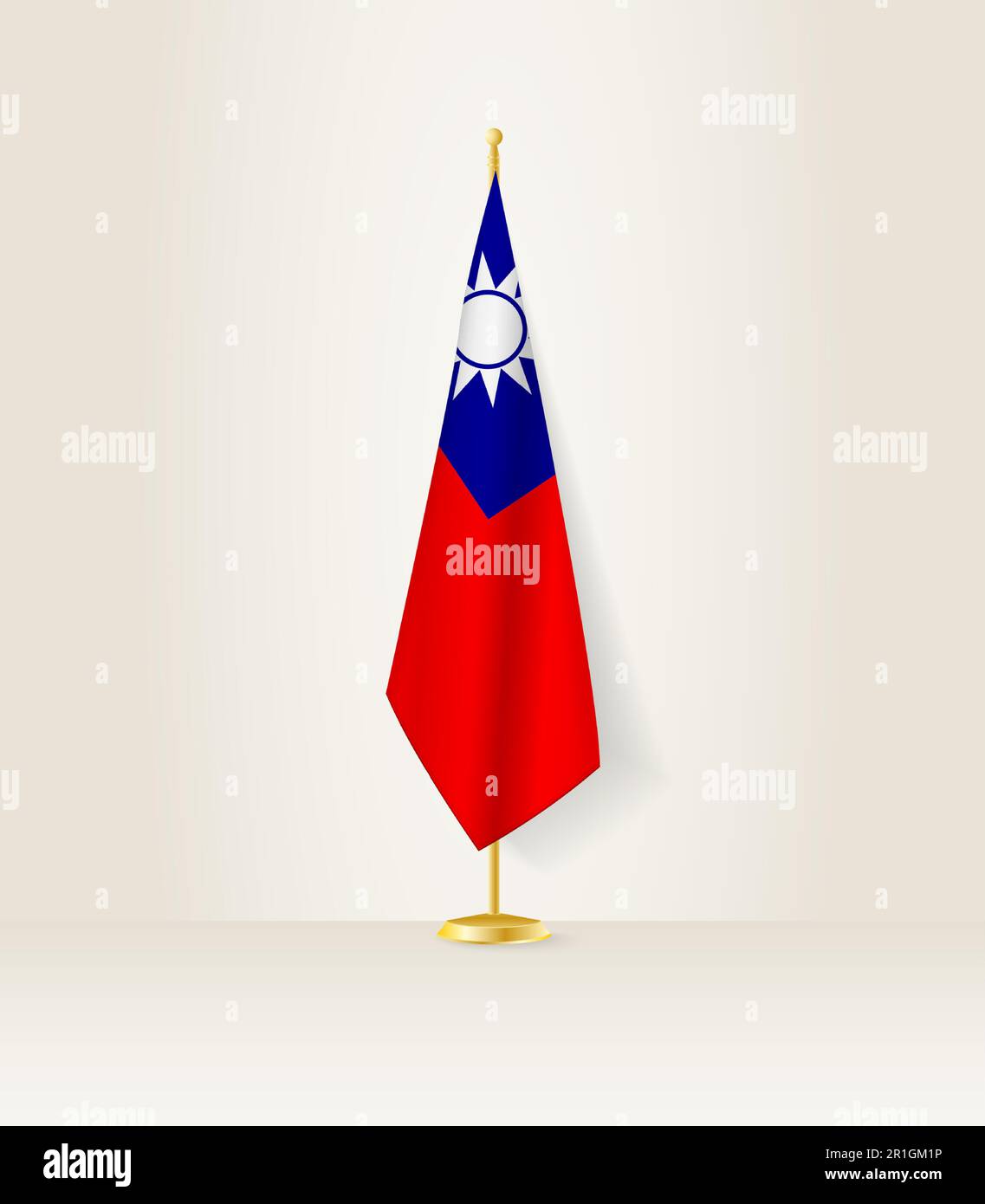 Taiwan-Flagge auf einem Flaggenstand. Vektordarstellung. Stock Vektor