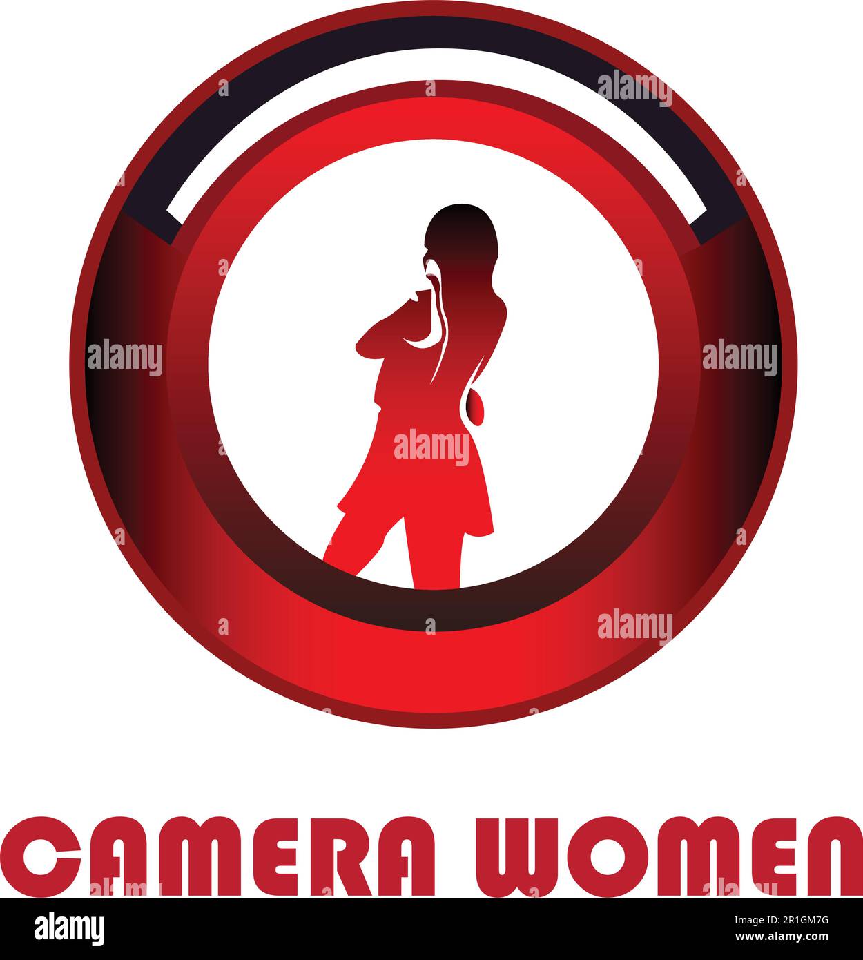 Halten Sie das Wesen Ihres Fotogeschäfts mit dieser beeindruckenden Logo-Vorlage für Camera Women Photography fest. Mit einem wunderschönen Silhouett Stock Vektor