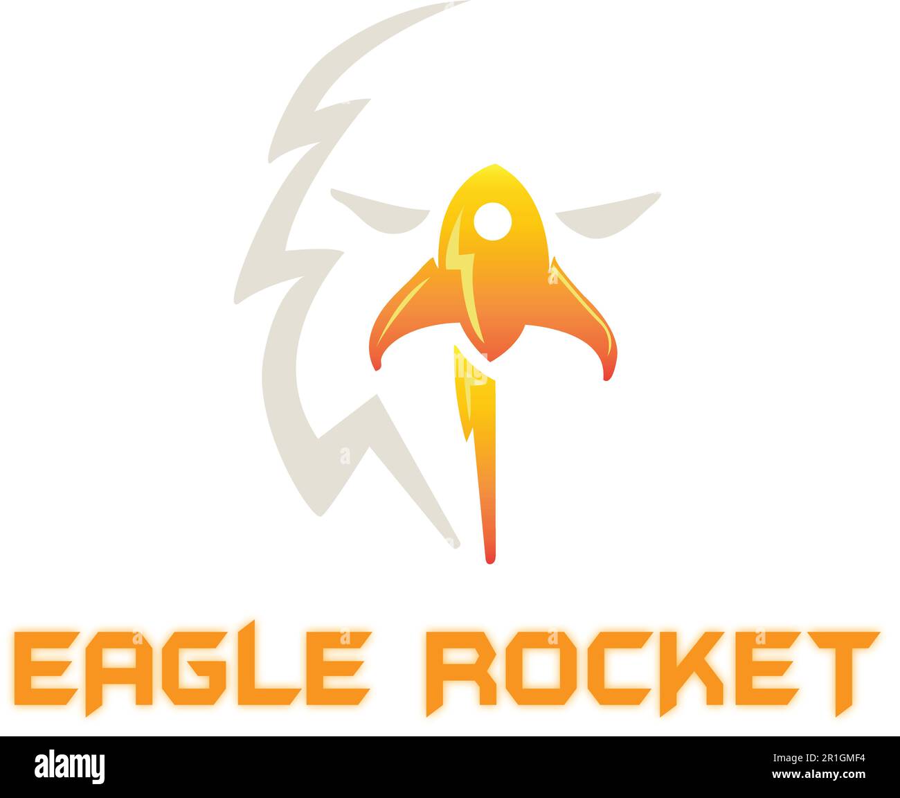 Das Eagle Rocket Logo ist ein dynamisches und kraftvolles Design, das die majestätische Präsenz eines Adlers mit dem futuristischen Konzept einer Rakete kombiniert. Diese V Stock Vektor