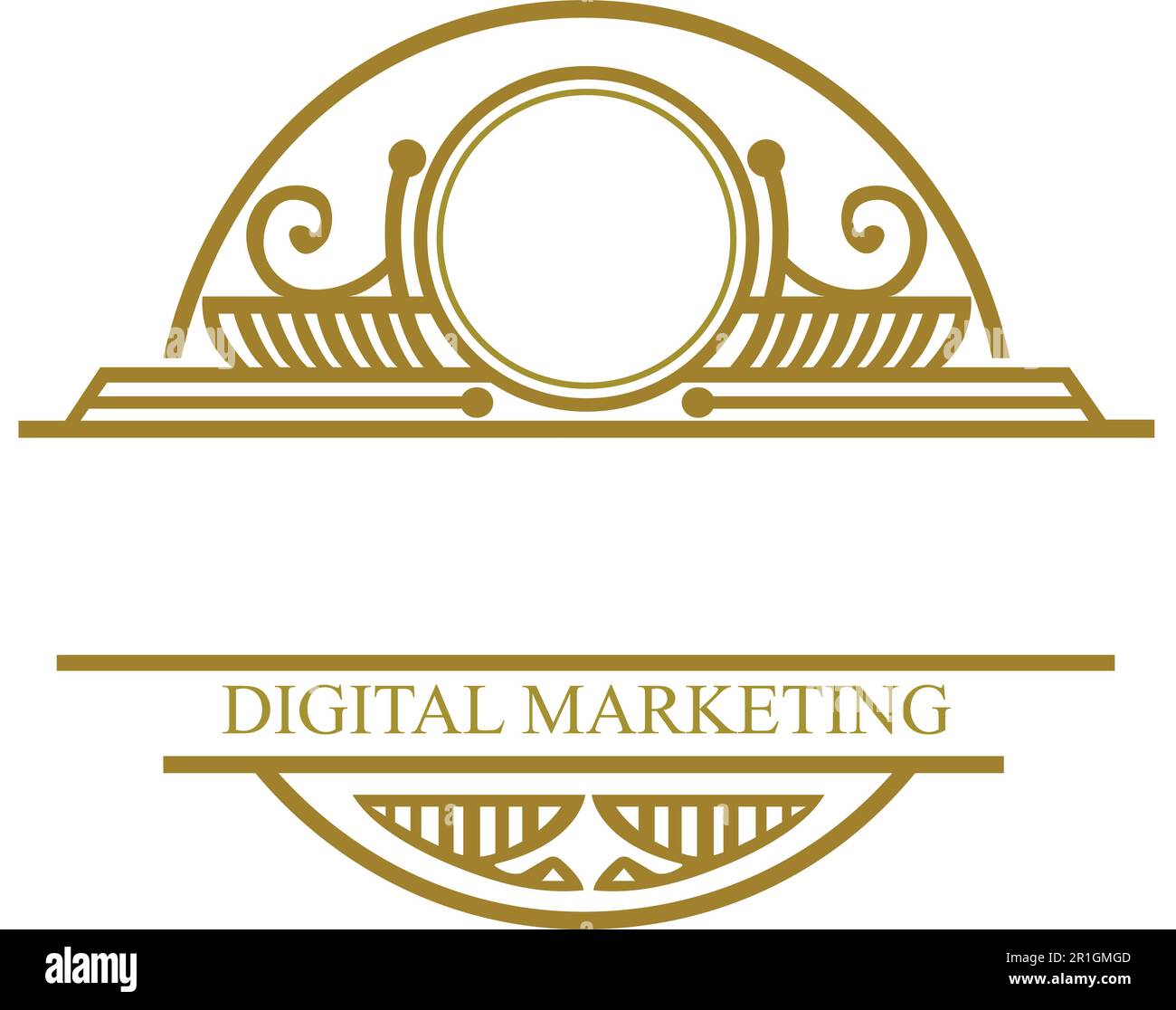 Die Vorlage für das Royal Kingdom Digital Marketing Logo ist ein leistungsstarkes und anspruchsvolles Design, das die Essenz von Königen, Professionalität und Su verkörpert Stock Vektor