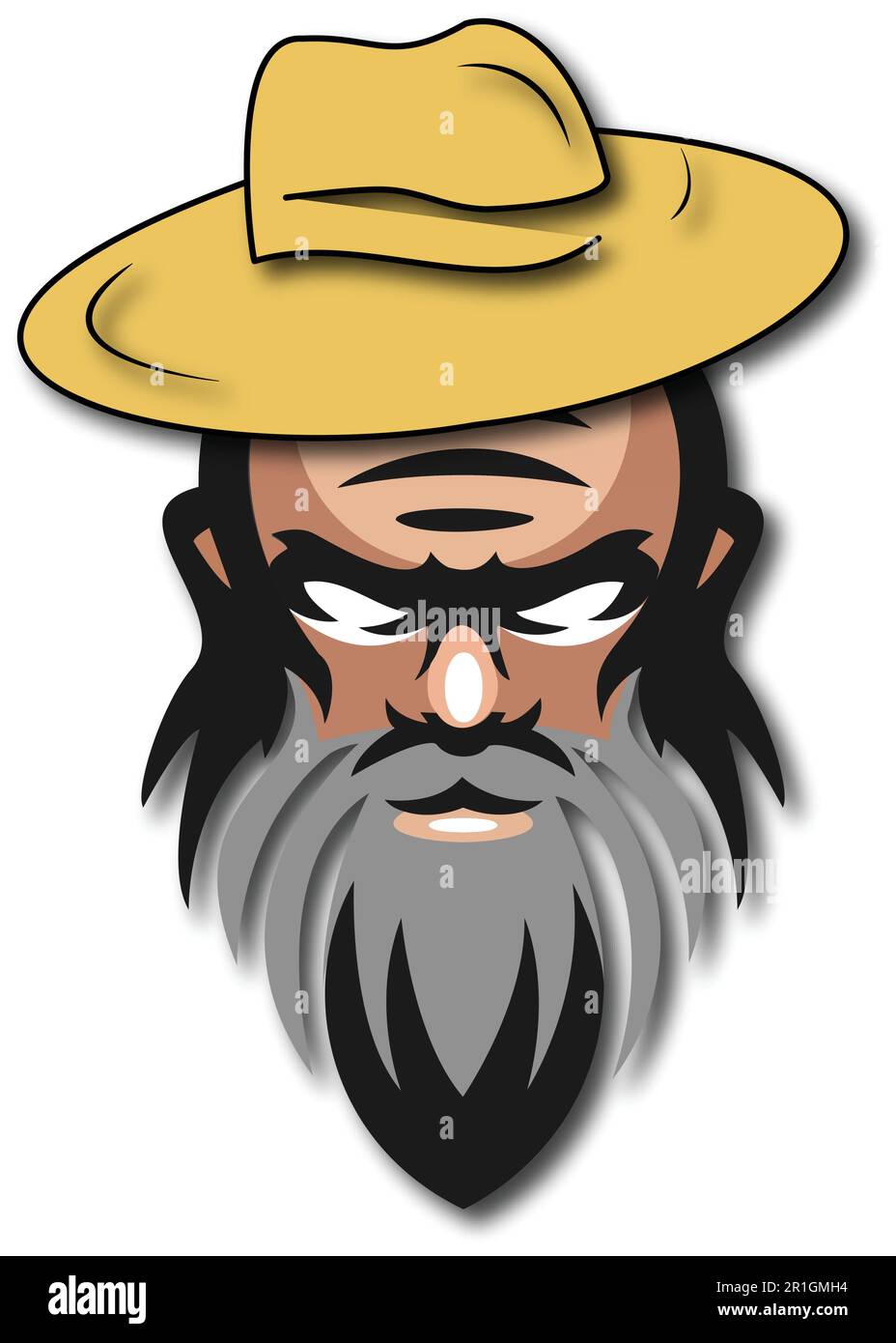 Das Gaming Old man Beard Logo ist ein einzigartiges und auffälliges Design, das die Elemente des Gaming mit dem besonderen Charme eines alten Mannes kombiniert Stock Vektor