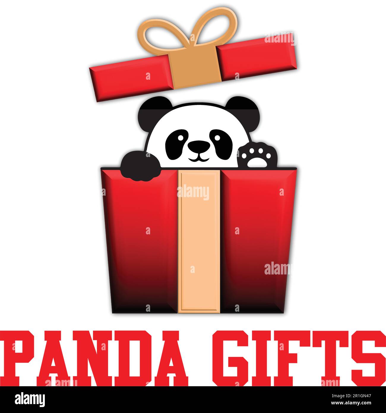 Die Panda Gifts Logo-Vorlage ist ein bezauberndes und vielseitiges Design, das die verspielte und bezaubernde Natur von Pandas widerspiegelt. Stock Vektor