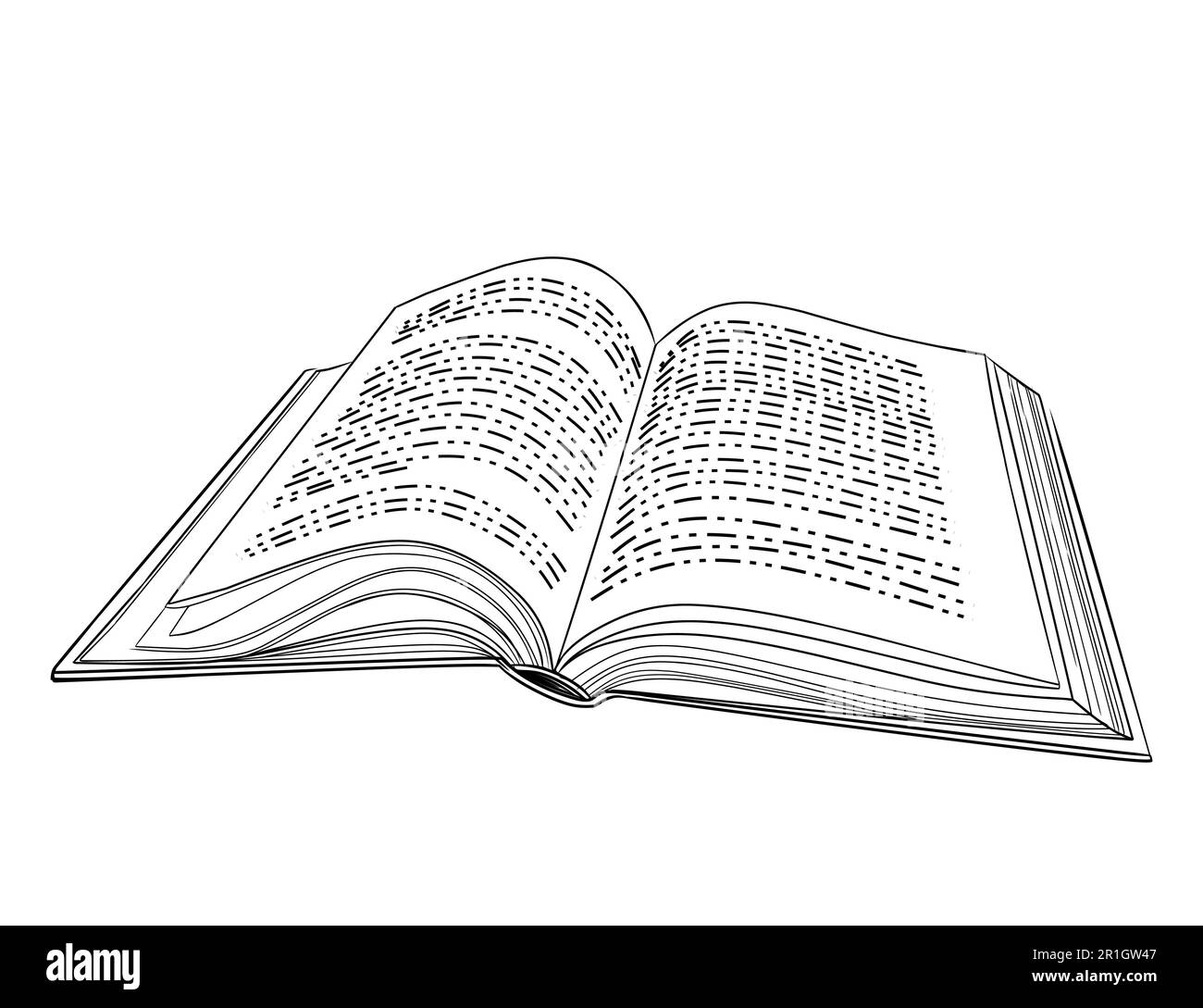Einfach geöffnetes Buch im Gliederungsstil mit festem Einband-Vektorbild auf weißem Hintergrund Stock Vektor