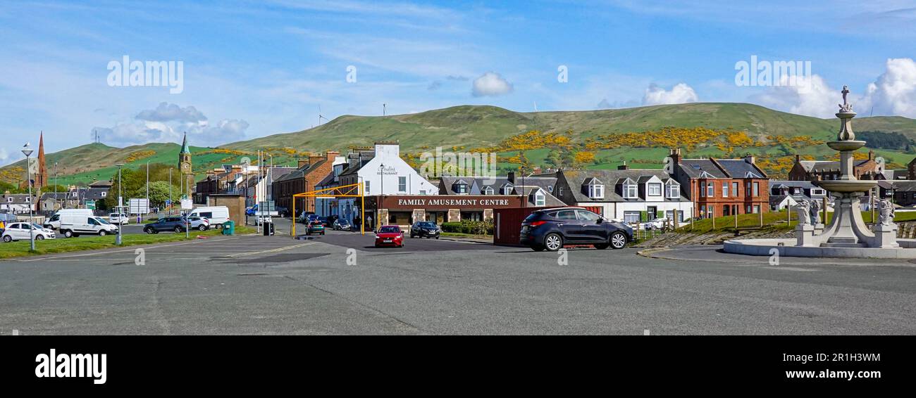 Blick auf Girvan, Ayrshire, vom Harbour Car Park Stockfoto