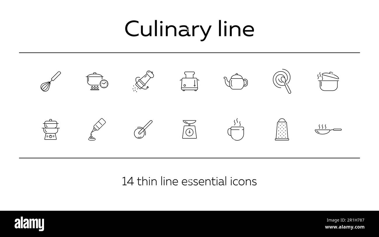 Symbole für kulinarische Linien Stock Vektor