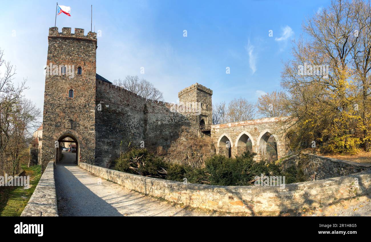 Schloss Bitov, Südmähren, Tschechische Republik, gotische und Renaissance-Burg Stockfoto