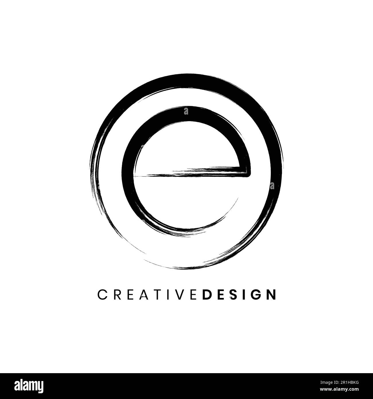 Abstrakter Schriftzug mit Pinselstrich E-Logo-Design-Vektor Stock Vektor