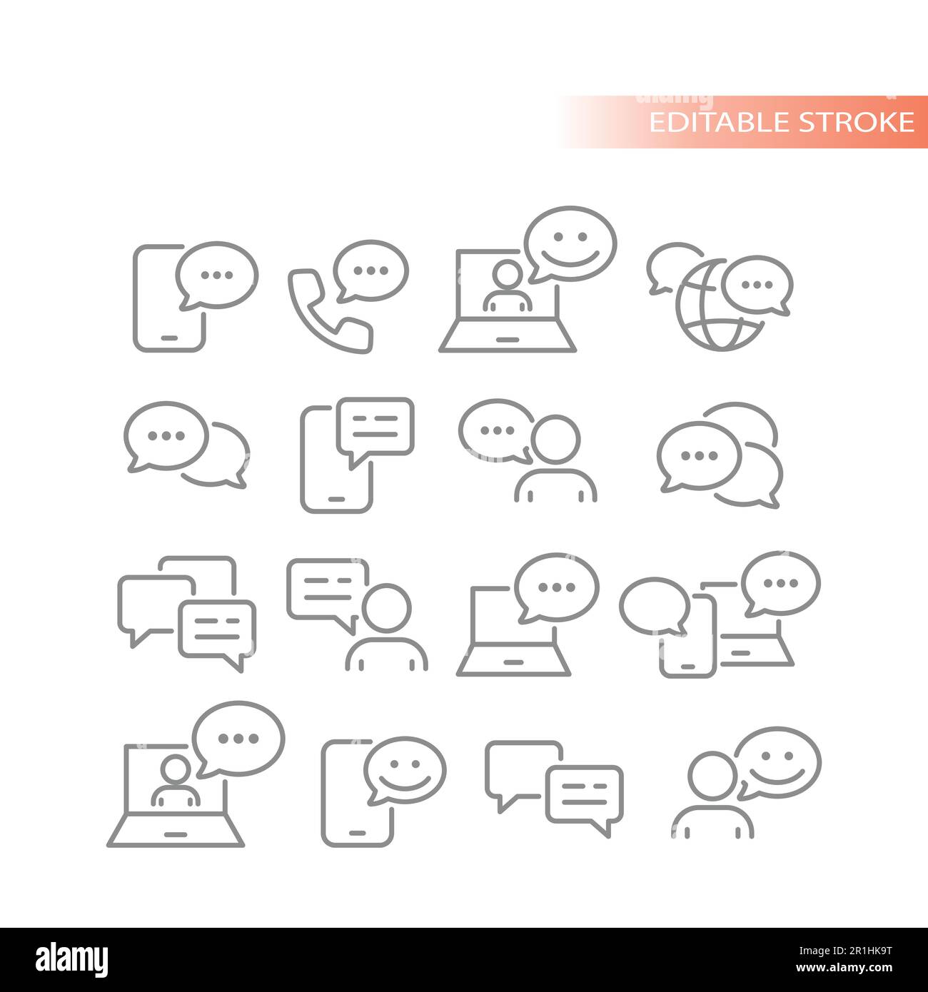 Chatblase, Liniensymbol für Online-Messaging. Chats und Textnachrichten, Symbole in der Ballon-Leiste für Nachrichten. Stock Vektor