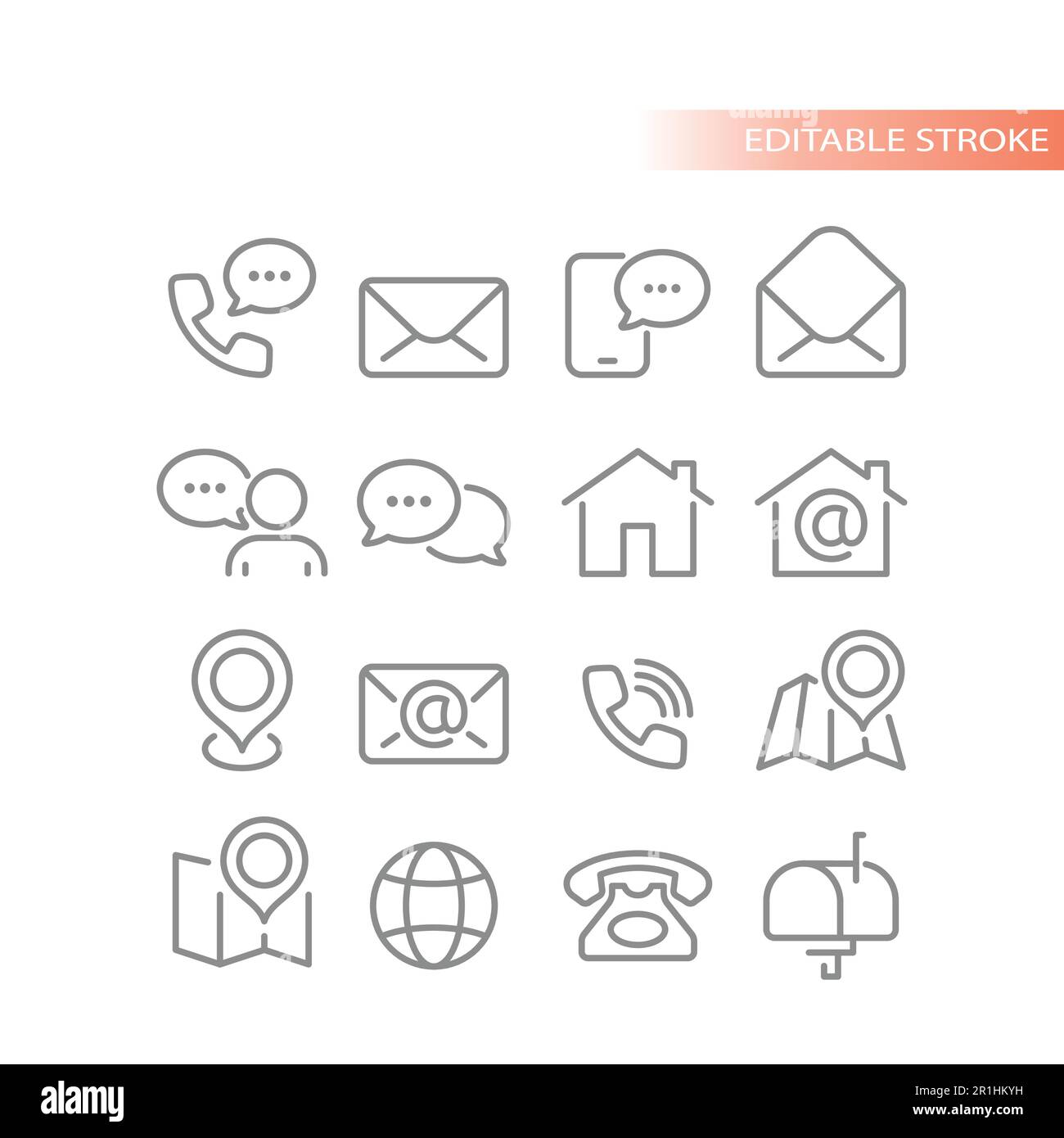 Setzen Sie sich mit uns in Verbindung. Symbole für E-Mail, Adresse, Nachrichten und Online-Chat. Stock Vektor