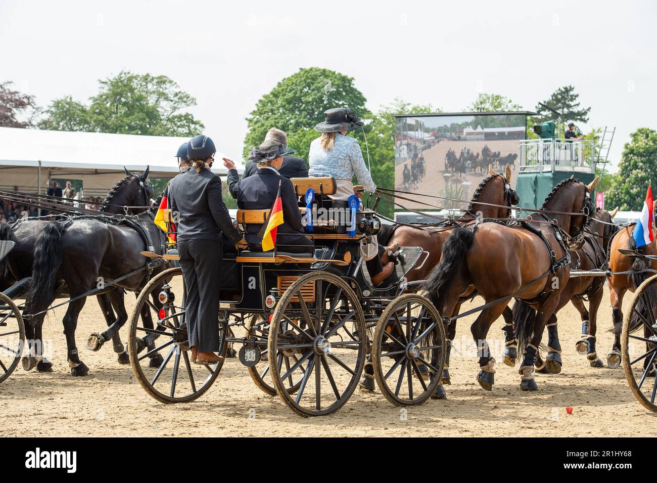 Windsor, Berkshire, Großbritannien. 14. Mai 2023. Die internationale Grand-Prix-Präsentation der Overall Individual Awards (Horse Four-in-Hand), die Australien heute bei der Royal Windsor Horse Show auf dem Privatgelände von Windsor Castle gewonnen hat. Kredit: Maureen McLean/Alamy Live News Stockfoto