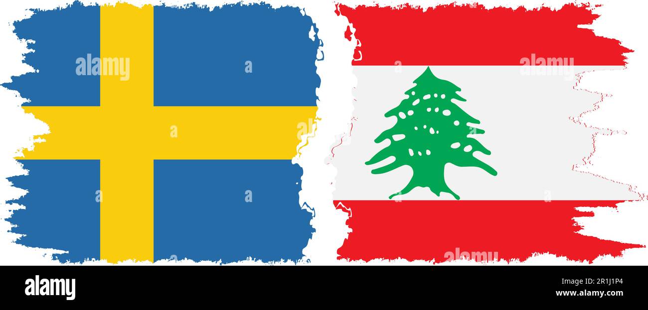 Libanon und Schweden Grunge Flaggen Verbindung, Vektor Stock Vektor