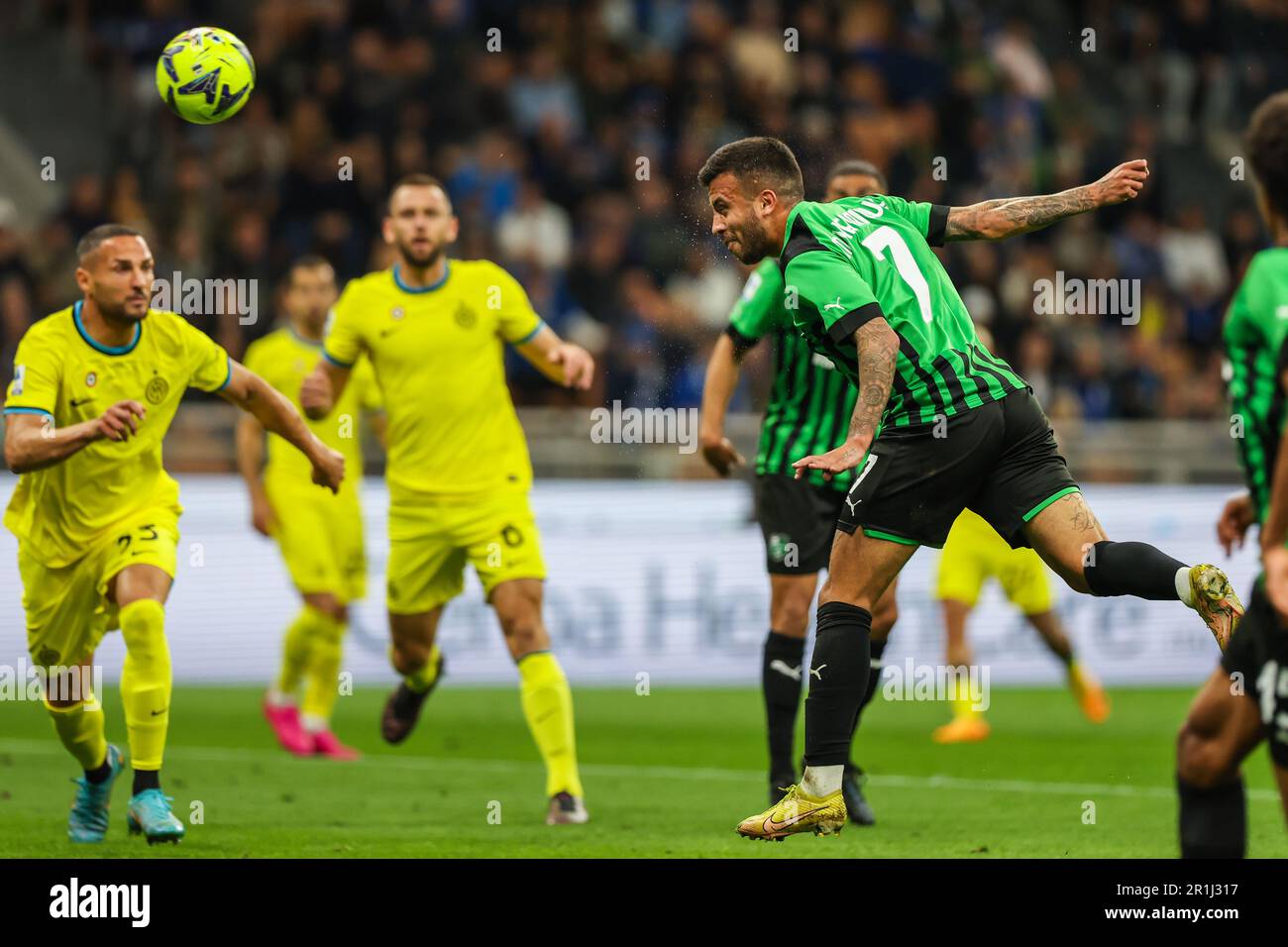 Mailand, Italien. 13. Mai 2023. Matheus Henrique von US Sassuolo im Giuseppe Meazza Stadium während des Fußballspiels der Serie A 2022/23 zwischen dem FC Internazionale und US Sassuolo. Endergebnis: Inter 4:2 Sassuolo. Kredit: SOPA Images Limited/Alamy Live News Stockfoto