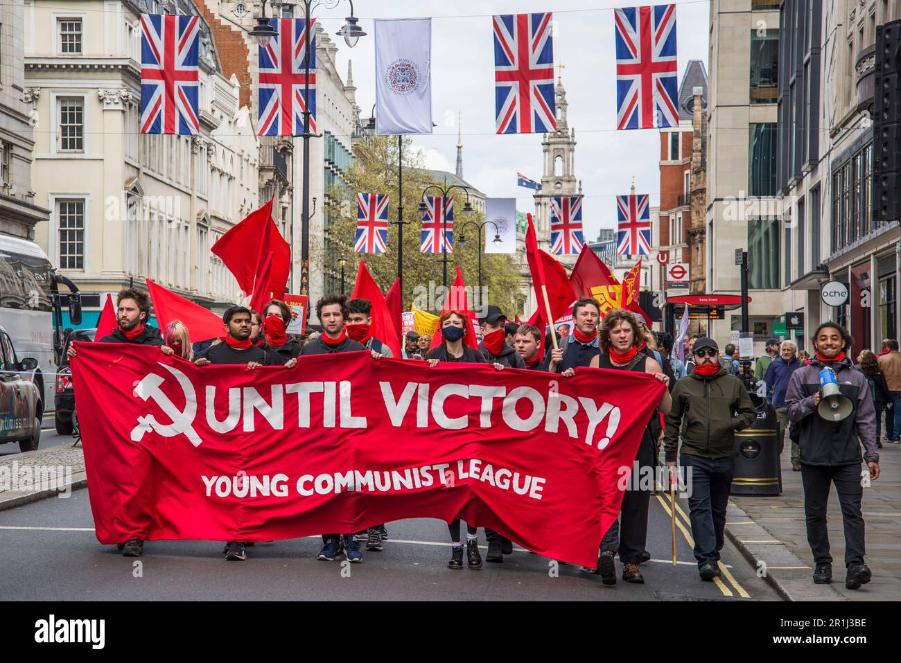 Young Communist League, May Day International Workers' Day Rally, London, England, UK, 01/05/2023 Stockfoto