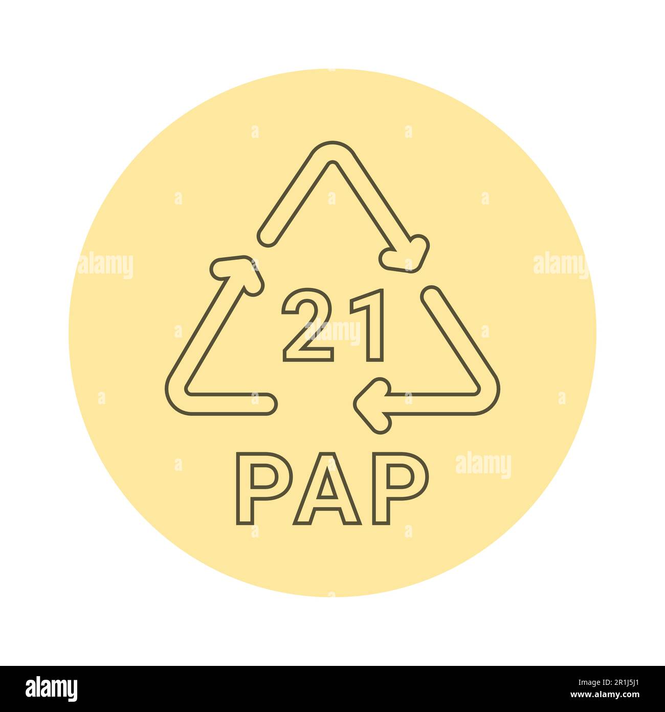Zeilensymbol des Papierrecyclingcodes PAP 21. Verbrauchscode. Bearbeitbare Kontur. Stock Vektor