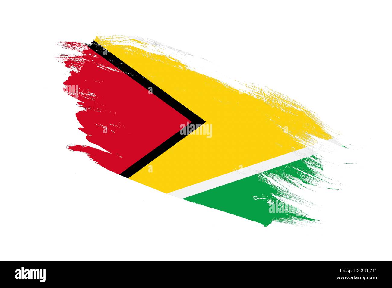 Guyana-Flagge mit Pinseleffekt auf isoliertem weißem Hintergrund Stockfoto