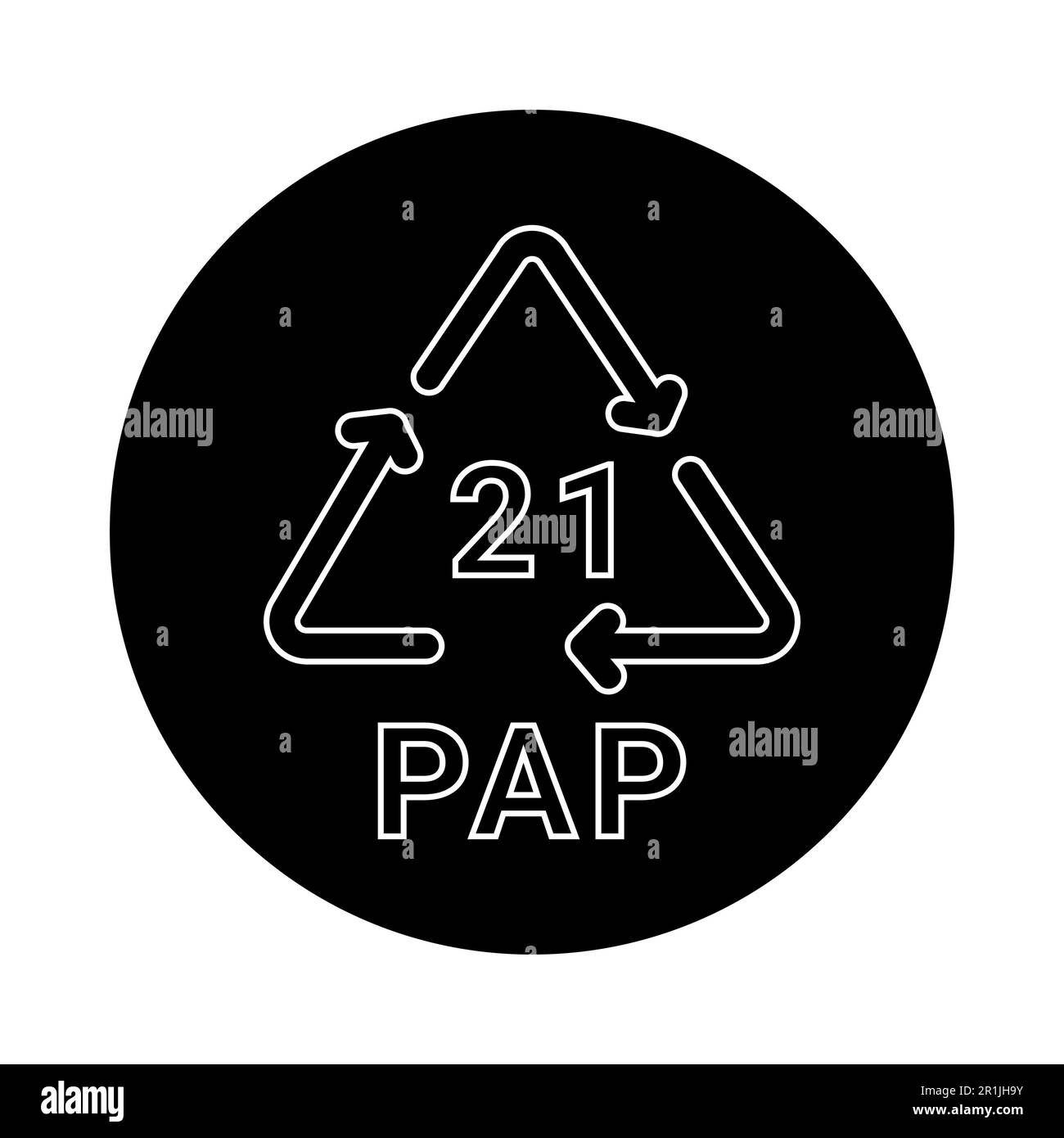 Zeilensymbol des Papierrecyclingcodes PAP 21. Verbrauchscode. Bearbeitbare Kontur. Stock Vektor