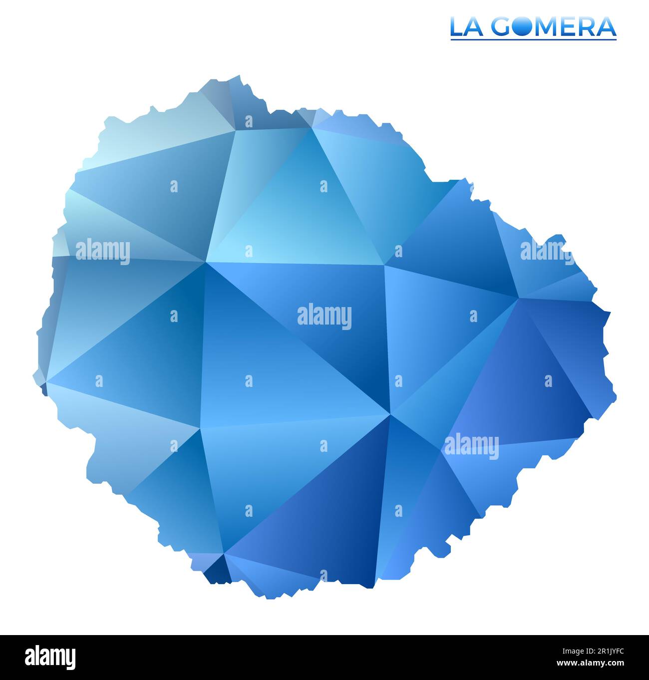 Polygonale Vektorkarte La Gomera. Lebendige geometrische Insel mit niedrigem Poly-Stil. Stilvolle Illustration für Ihre Infografiken. Technologie, Internet, Netzwerk Stock Vektor