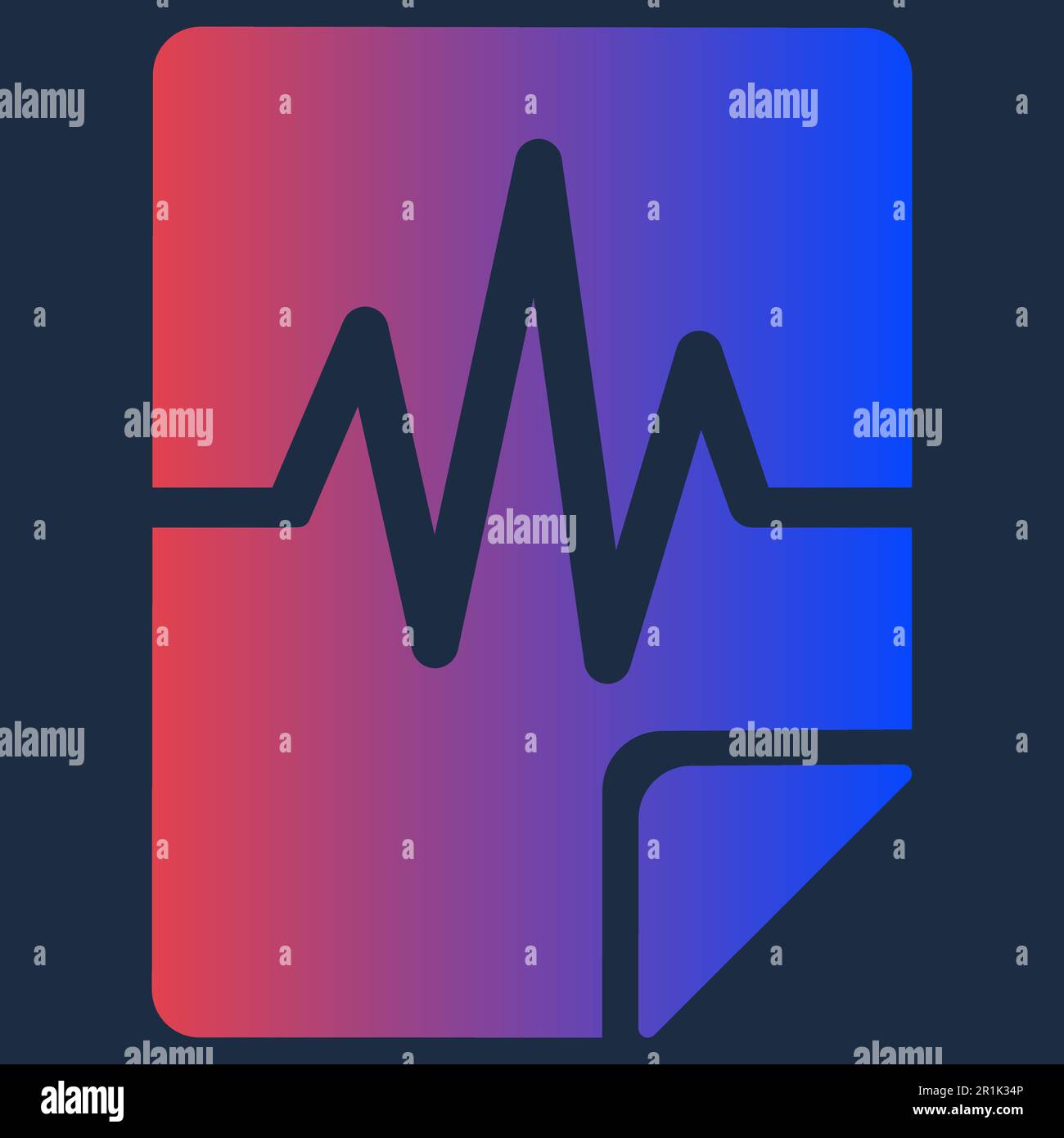 Design Audio Multimedia Symbol Für Musikdateiformat. Zeichnen von Cardiogram Soundwave auf farbigen gefalteten Folien. Computer Media Program Software Element Recor Stock Vektor