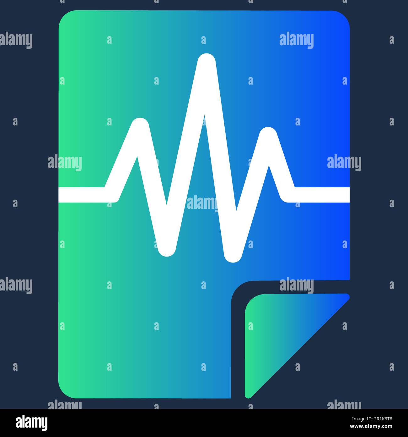 Design Audio Multimedia Symbol Für Musikdateiformat. Zeichnen von Cardiogram Soundwave auf farbigen gefalteten Folien. Computer Media Program Software Element Recor Stock Vektor