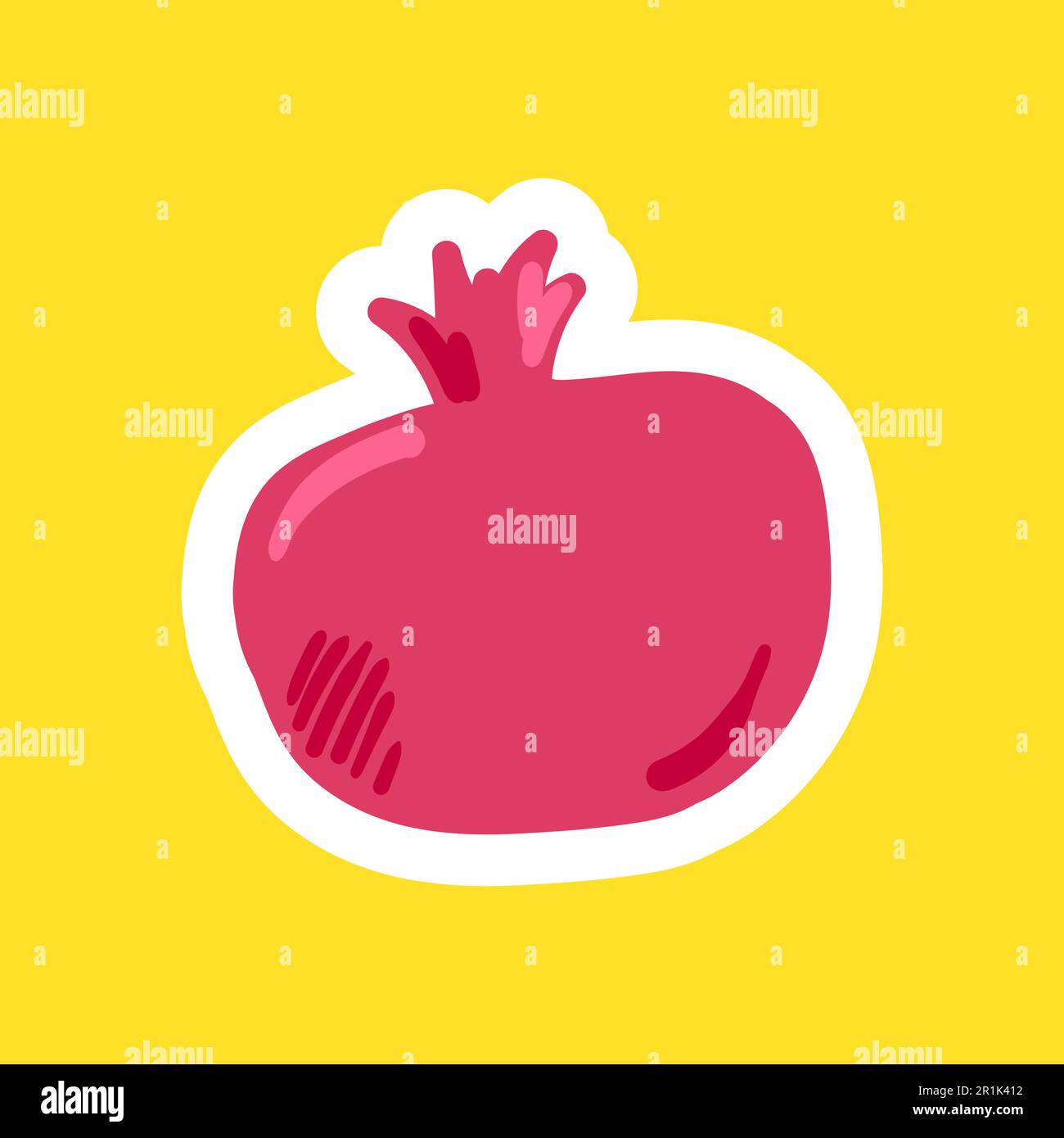Granatapfelfrucht, flache Vektordarstellung. Exotische frische, tropische Früchte Cartoon-Clipart, Patch Stock Vektor