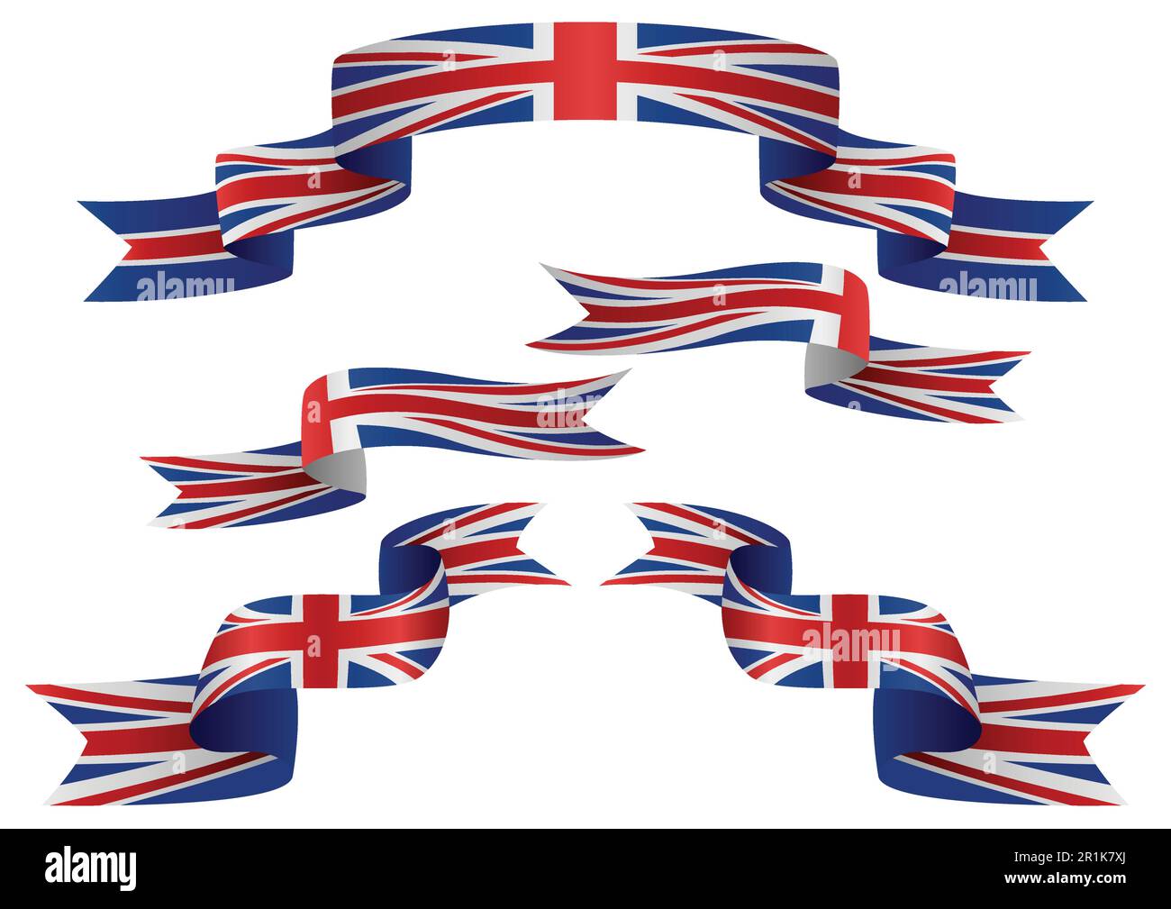 Satz von Vereinigten Königreich Insignien in unterschiedlicher Form von Bändern Stock Vektor