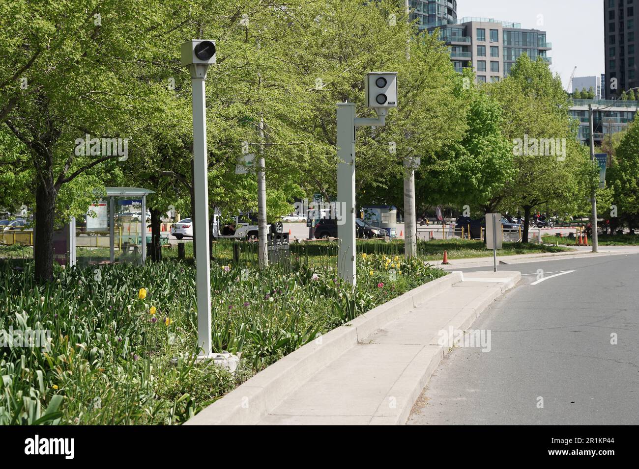 Radarkameras installiert und eingerichtet am Lakeshore blvd, toronto, ontario, kanada Stockfoto