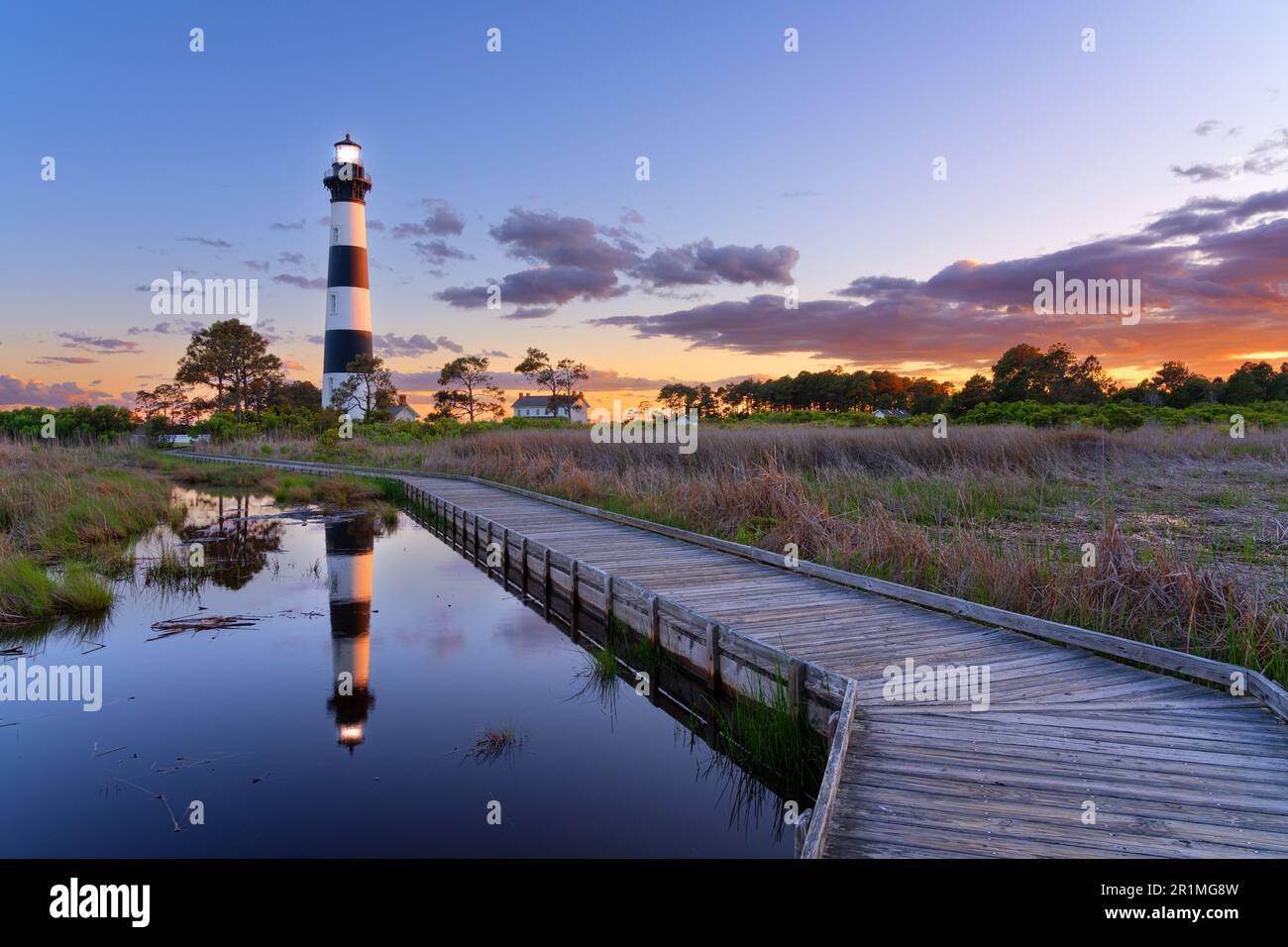 Die Bodie Island Light Station in den Outer Banks von North Carolina, USA Stockfoto