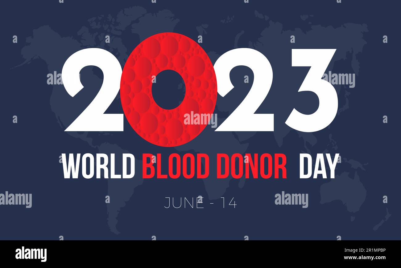 2023 Concept World Blood Donator Day Gesundheit Vektor Banner Illustrationsvorlage. Plasma, Wohltätigkeit, Unterstützung, Lebenshilfe Konzeptentwurf. Stock Vektor