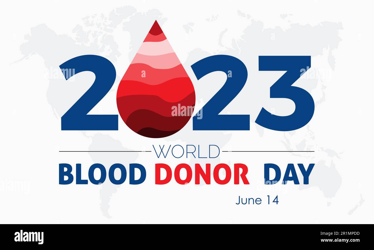 2023 Concept World Blood Donator Day Gesundheit Vektor Banner Illustrationsvorlage. Plasma, Wohltätigkeit, Unterstützung, Lebenshilfe Konzeptentwurf. Stock Vektor