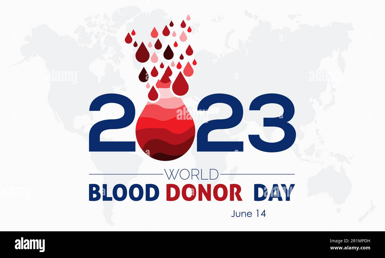 2023 Concept World Blood Donator Day Gesundheit Vektor Banner Illustrationsvorlage. Plasma, Wohltätigkeit, Unterstützung, Lebenshilfe Konzeptentwurf. Stock Vektor