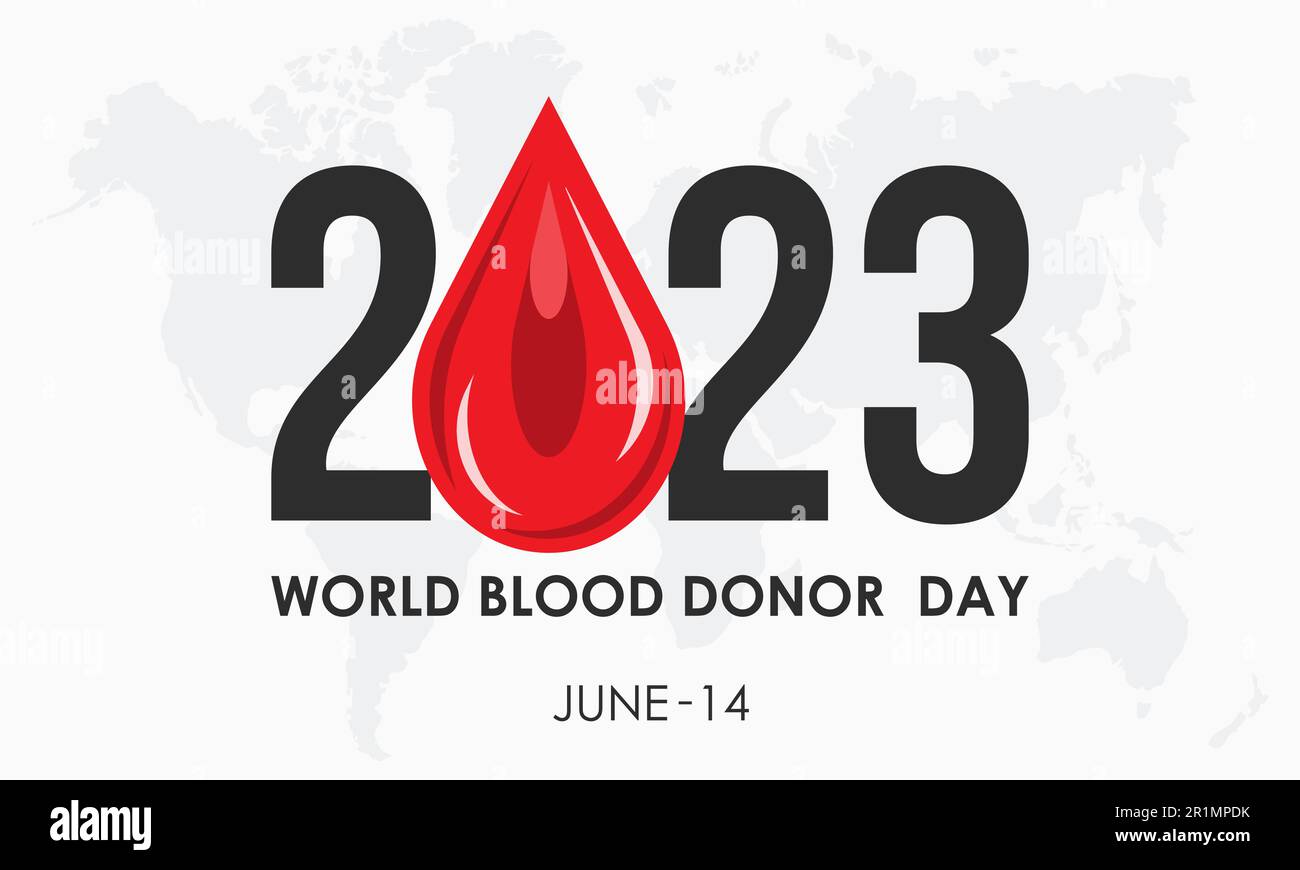 2023 Concept World Blood Donator Day Gesundheit Vektor Banner Illustrationsvorlage. Plasma, Wohltätigkeit, Unterstützung, Lebenshilfe Konzeptentwurf. Stock Vektor