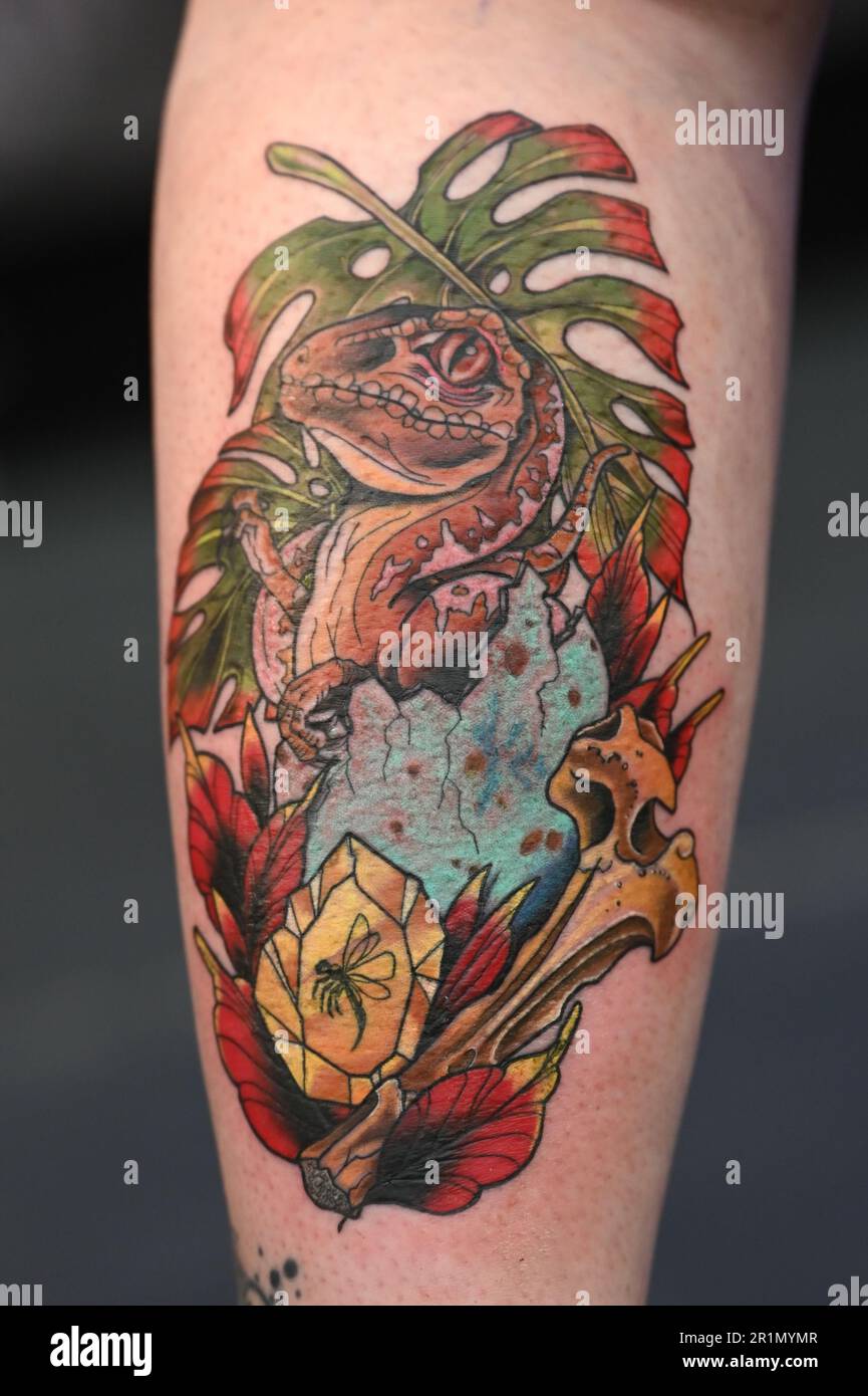 London, Großbritannien. 14. Mai 2023. Tattoo-Wettbewerb: Die Jury, die London Great British Tattoo Show 2023. Großartige Menschenmassen, tolle Atmosphäre und großartige Tätowierer kommen aus aller Welt und köstliche Speisen und Getränke im Alexandra Palace, London, Großbritannien, Credit: Siehe Li/Picture Capital/Alamy Live News Stockfoto